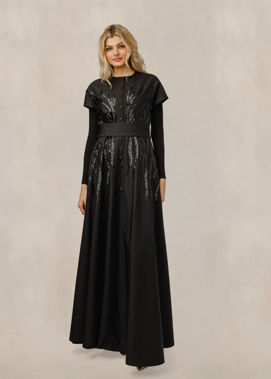 Black Sequinned Pattern Dress