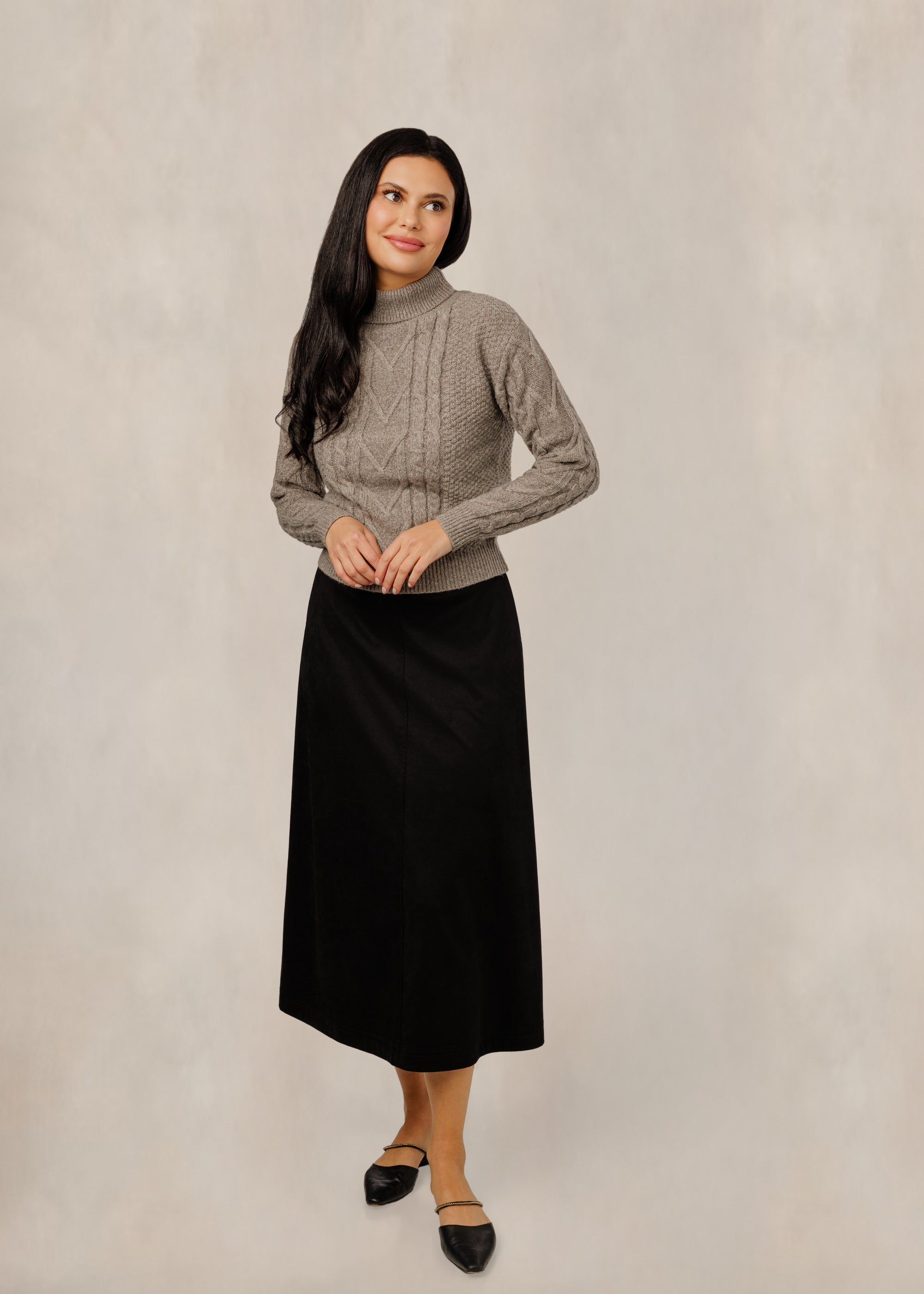 Cable Knit Sweater - Beige - WW61068T-A
