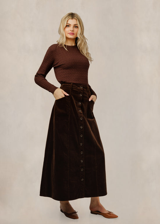 Cable Knit Top - Chocolate Brown