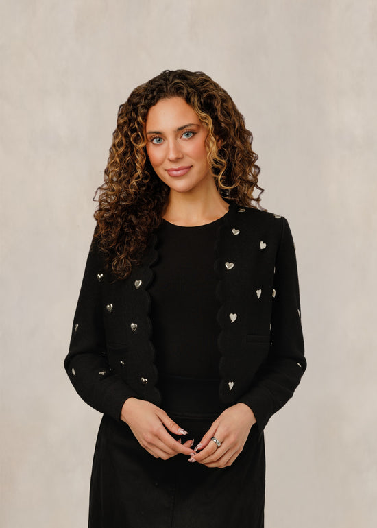 Metallic Heart Scalloped Twin Set