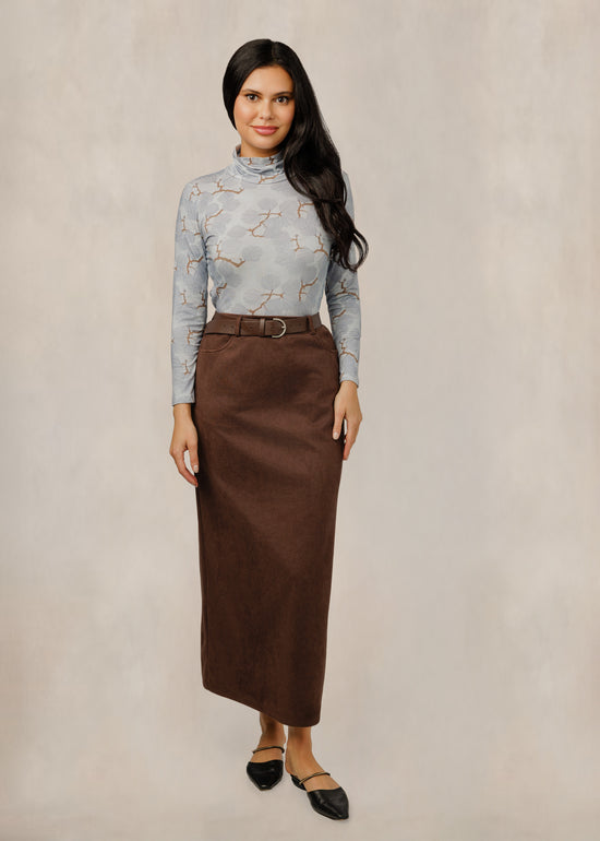 Brown Suede Skirt With Belt