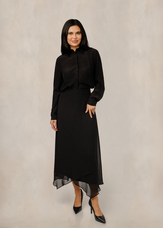 Black Asymmetrical Chiffon Skirt