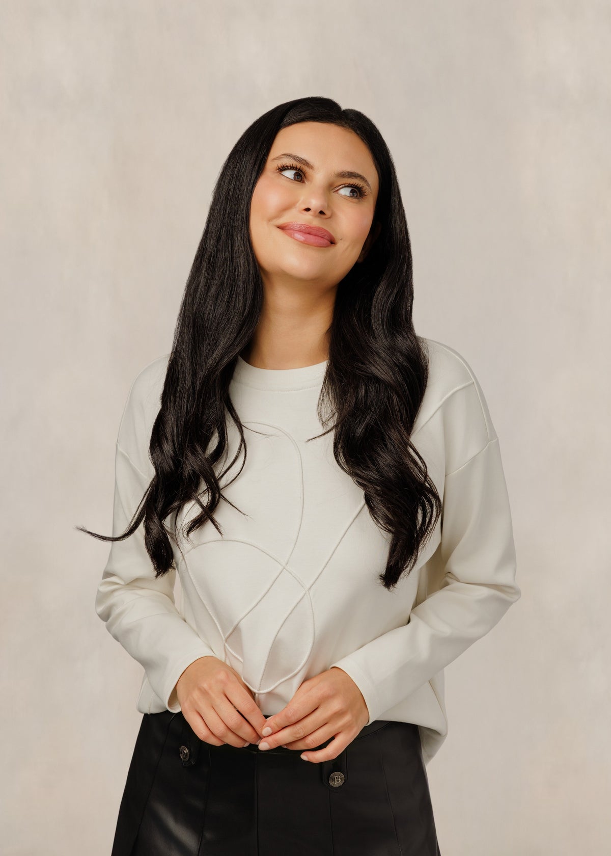 Textured Design Sweater - White