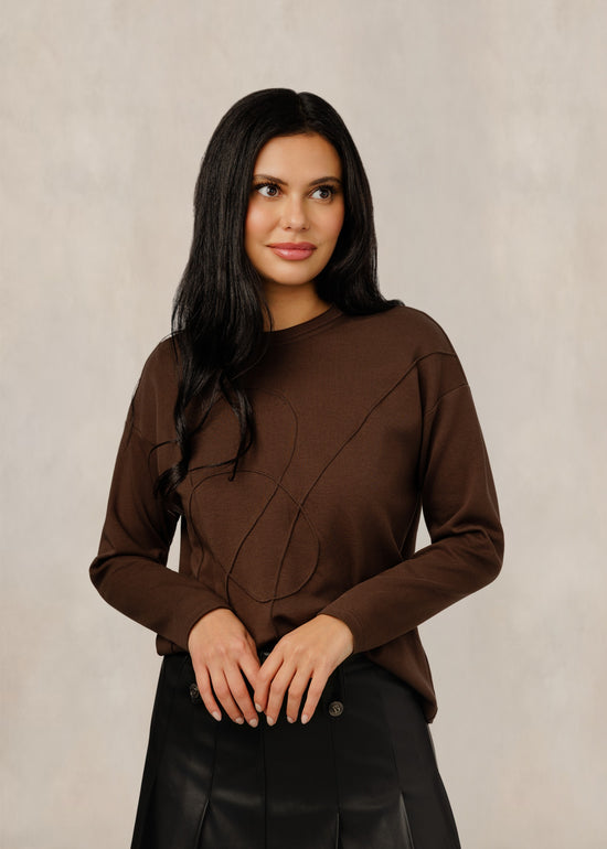 Textured Design Sweater - Brown