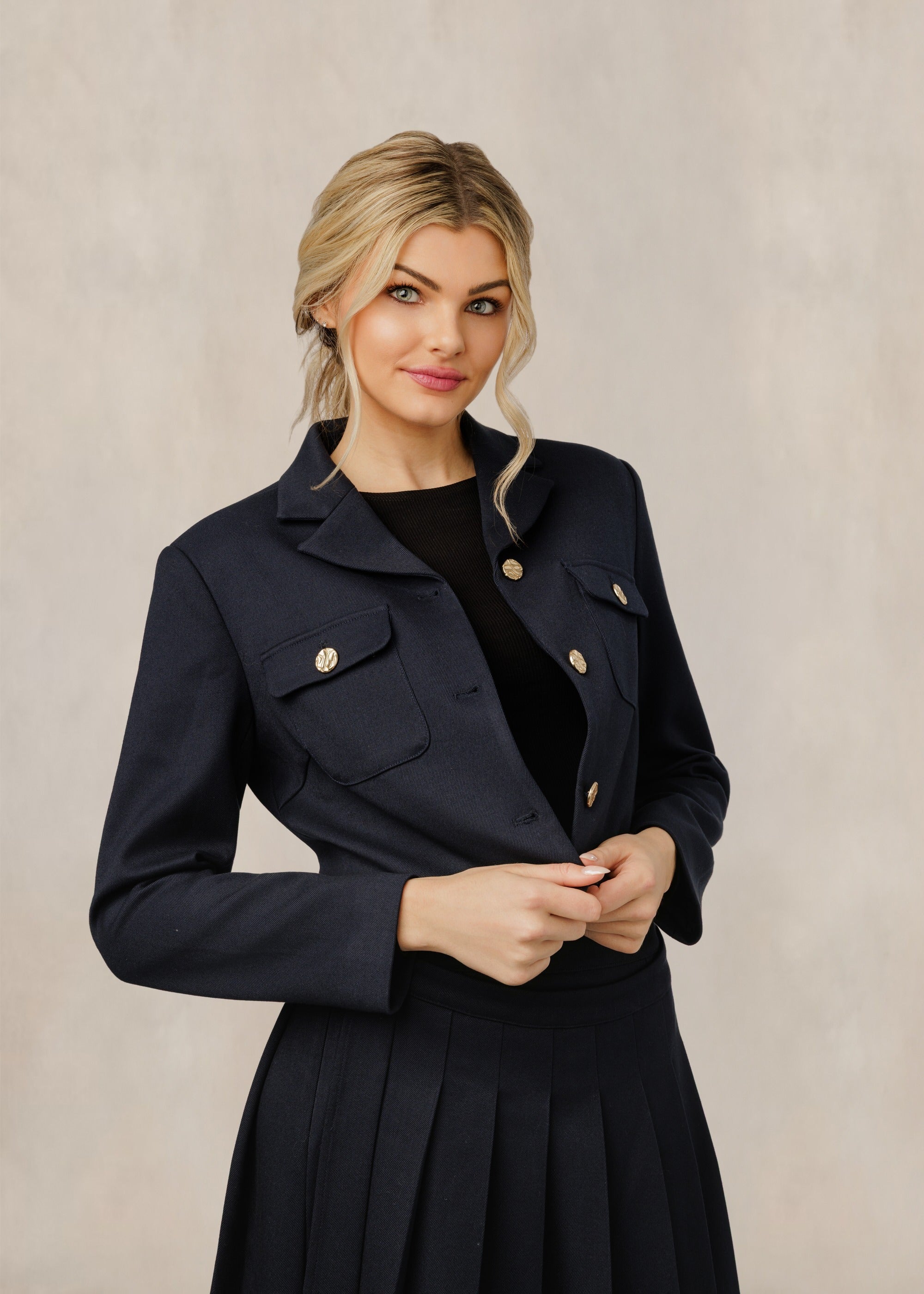 Navy Jacket With Buttons