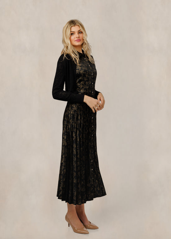 Black Floral Printed Dress - WW61204D-A