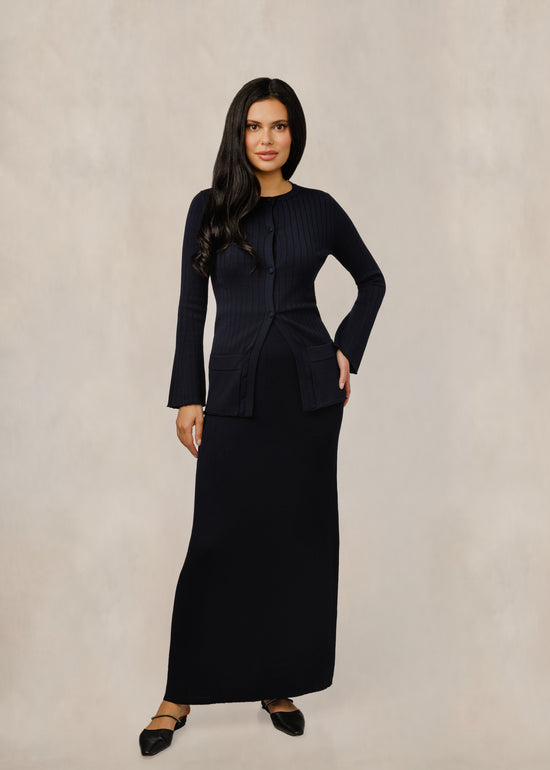 Black Ribbed Knit Skirt