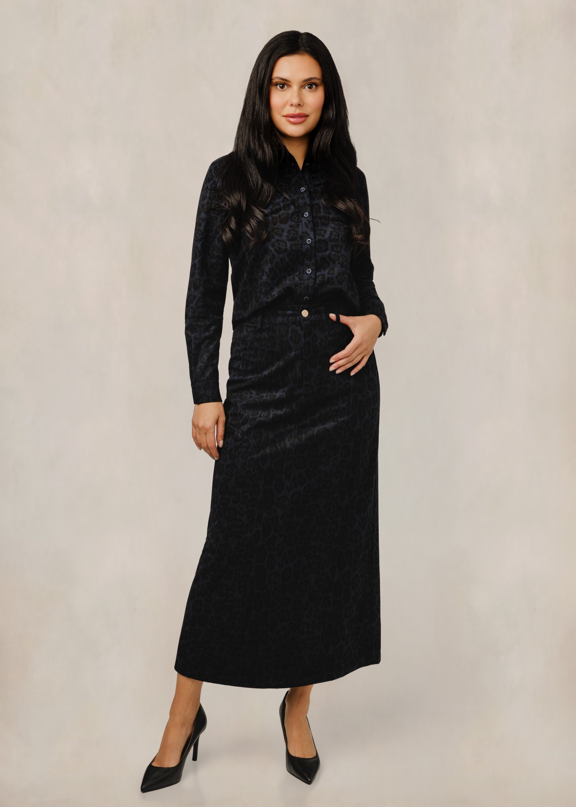 Black & Blue Leopard Print Skirt