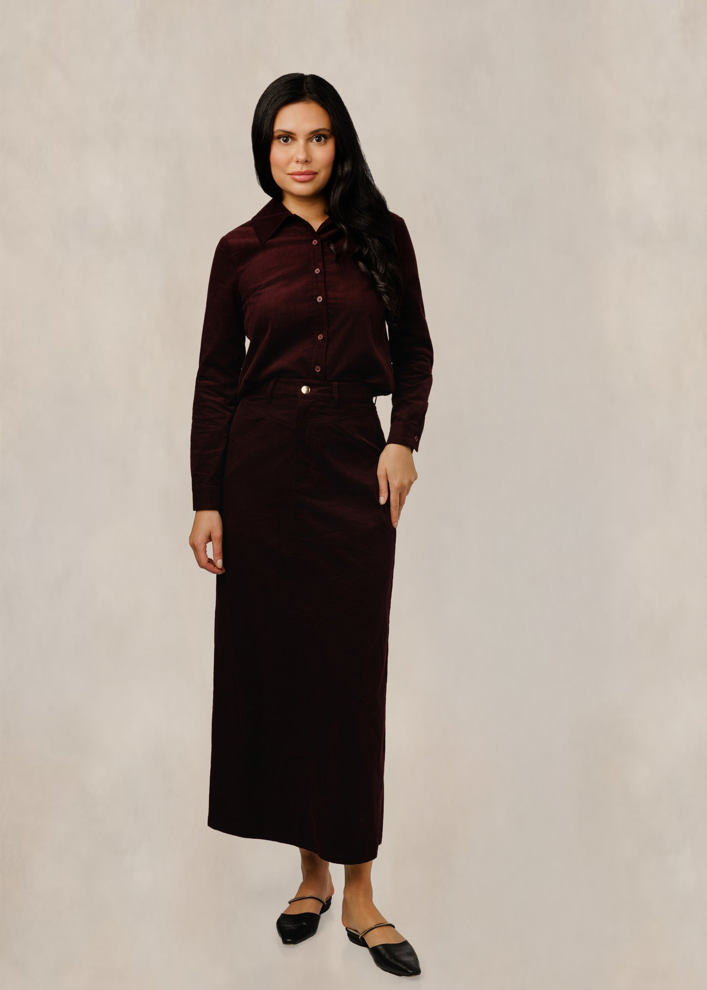 Maroon Cropped Button Down Jacket