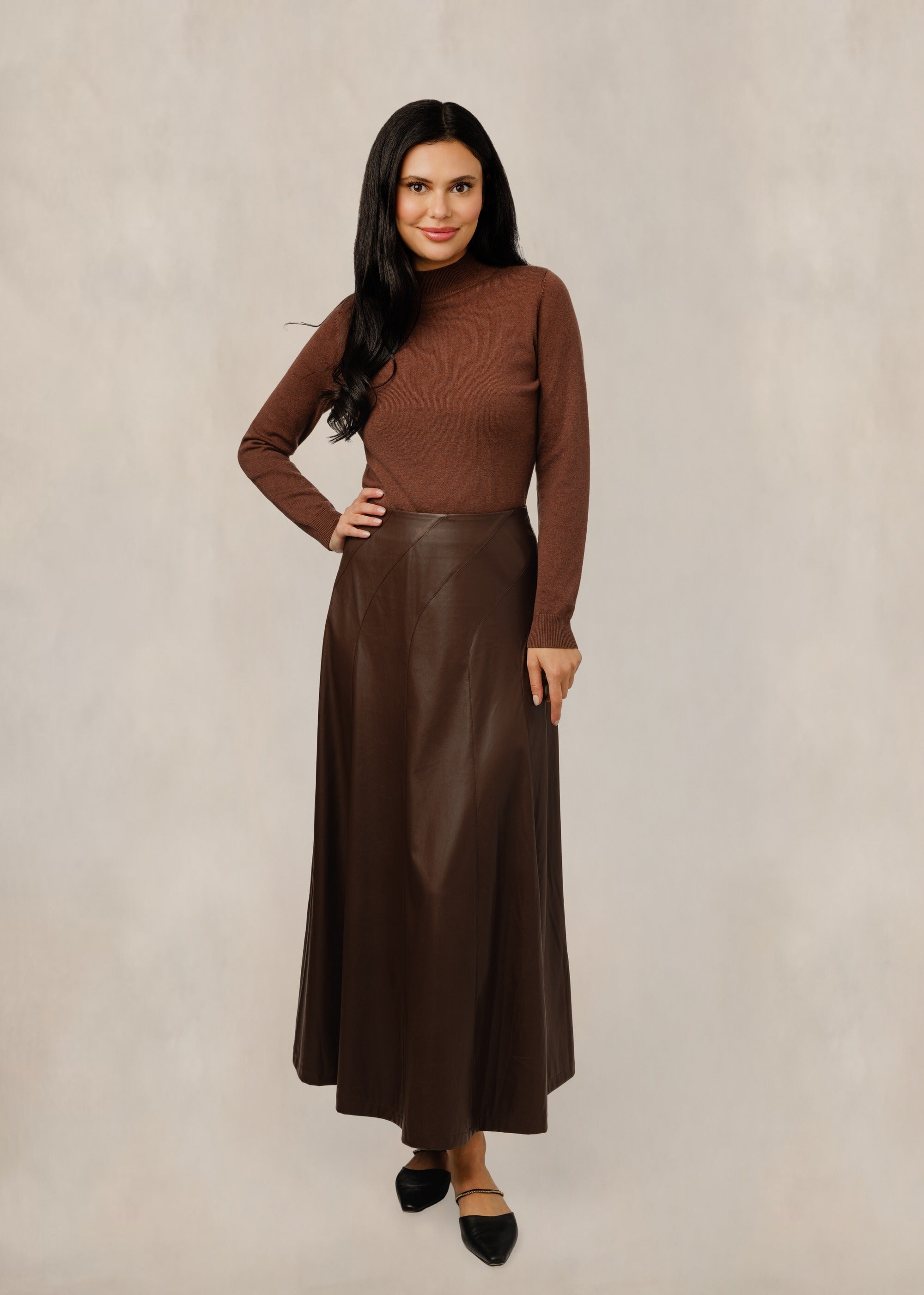 Leather Skirt - Brown - TW61076S-A