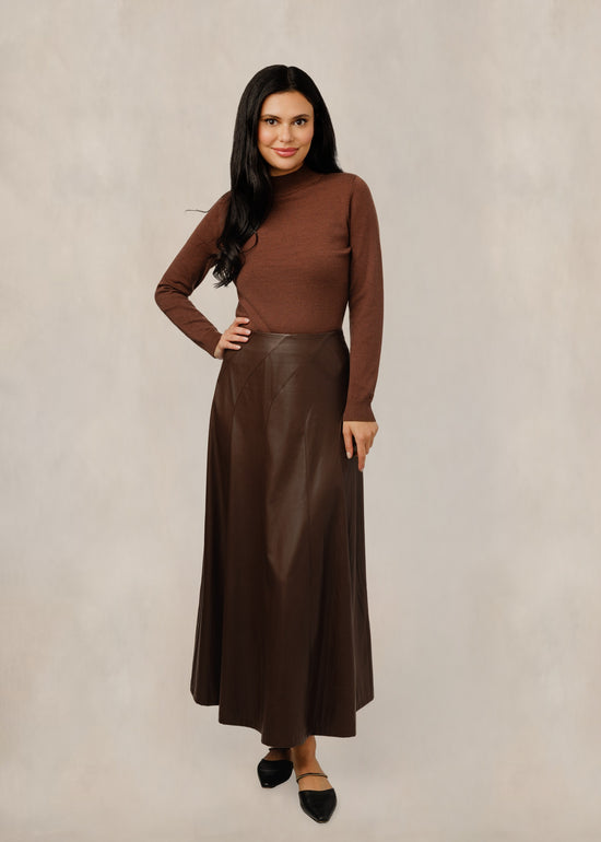 Leather Skirt - Brown - TW61076S-A
