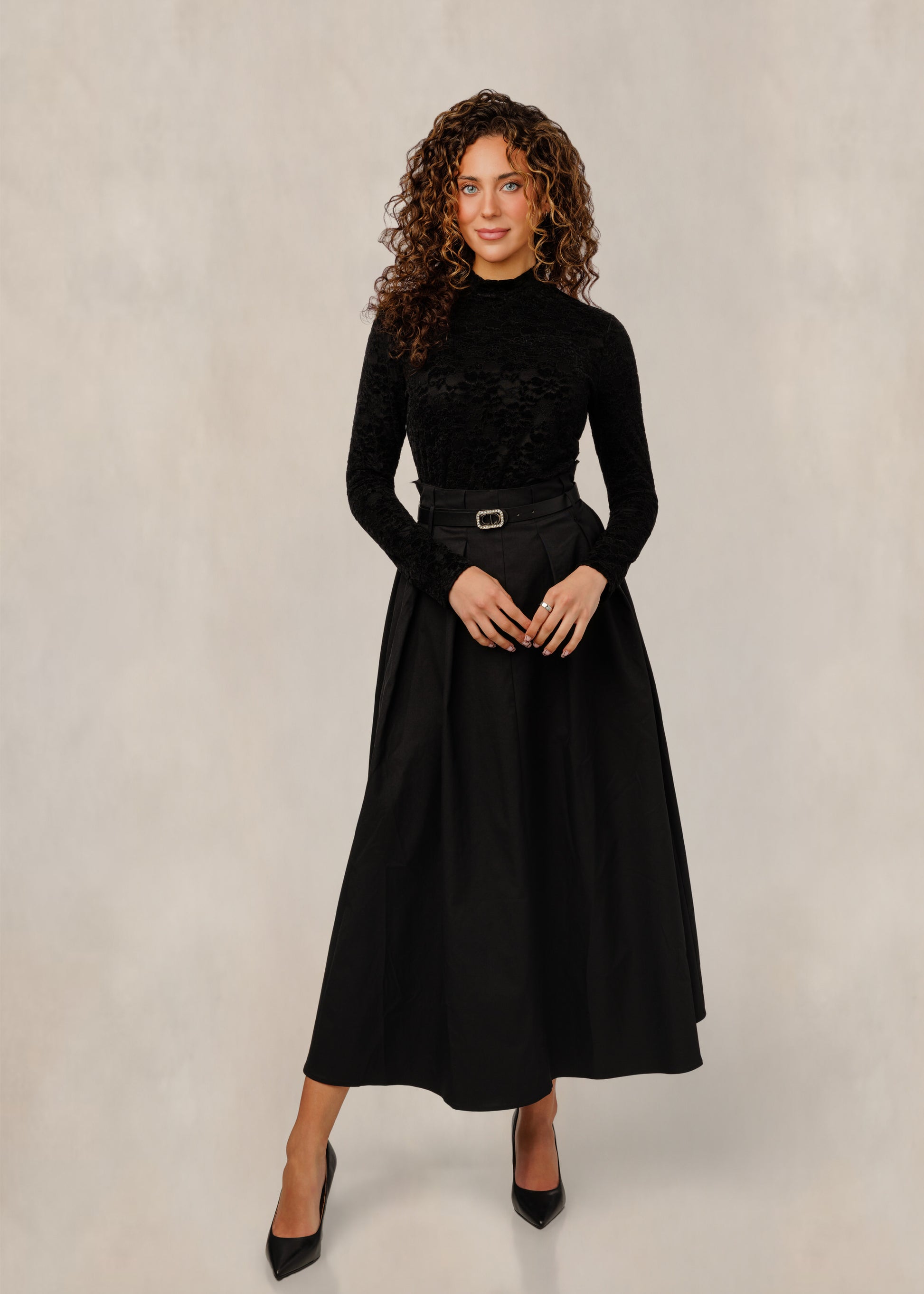 Black Textured Velvet Top