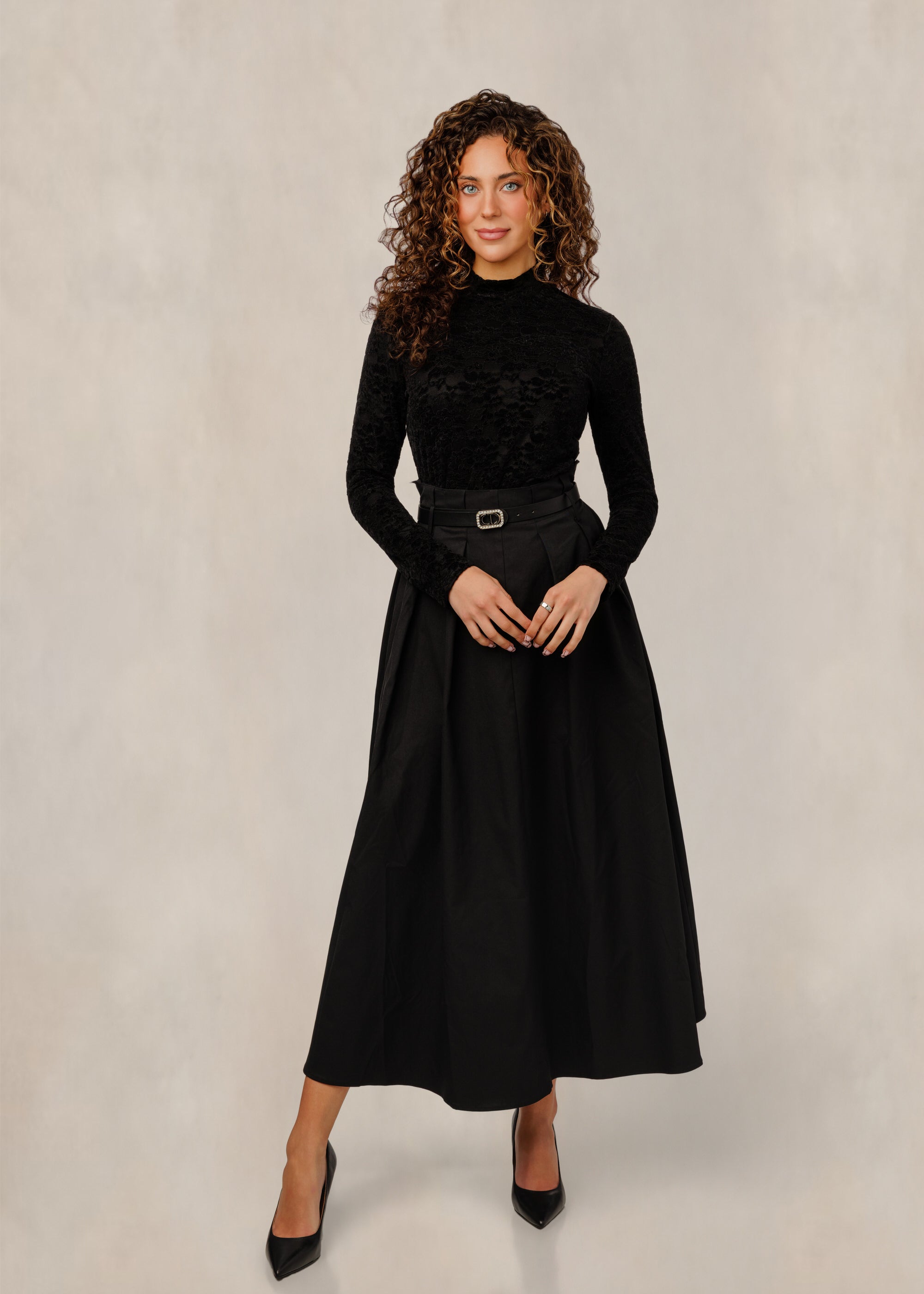 Black Textured Velvet Top