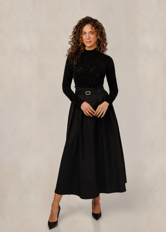 Black Textured Velvet Top