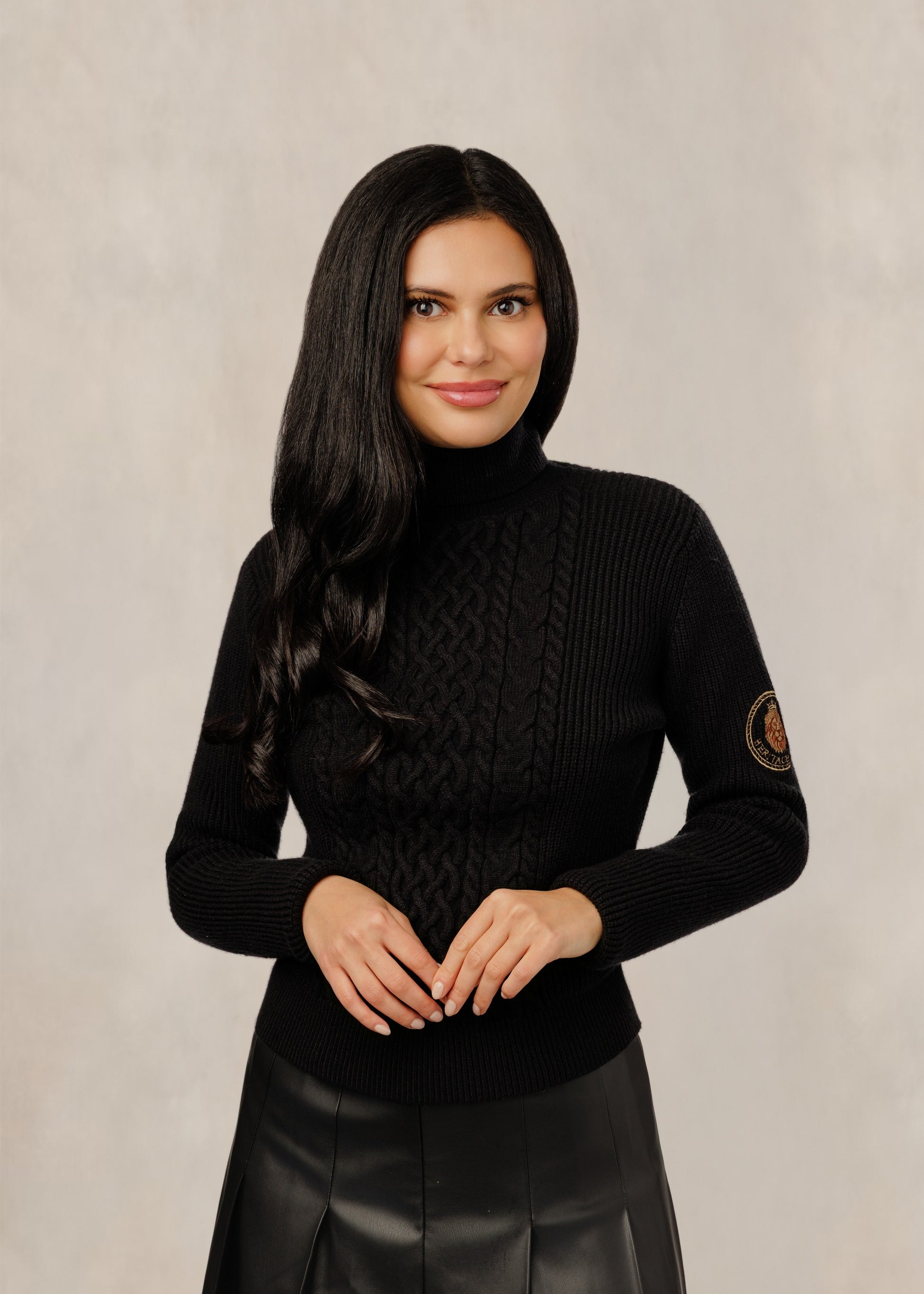 Black Knit Sweater With Elbow Patch
