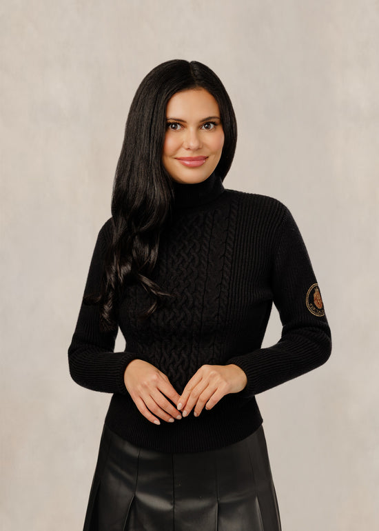 Black Knit Sweater With Elbow Patch