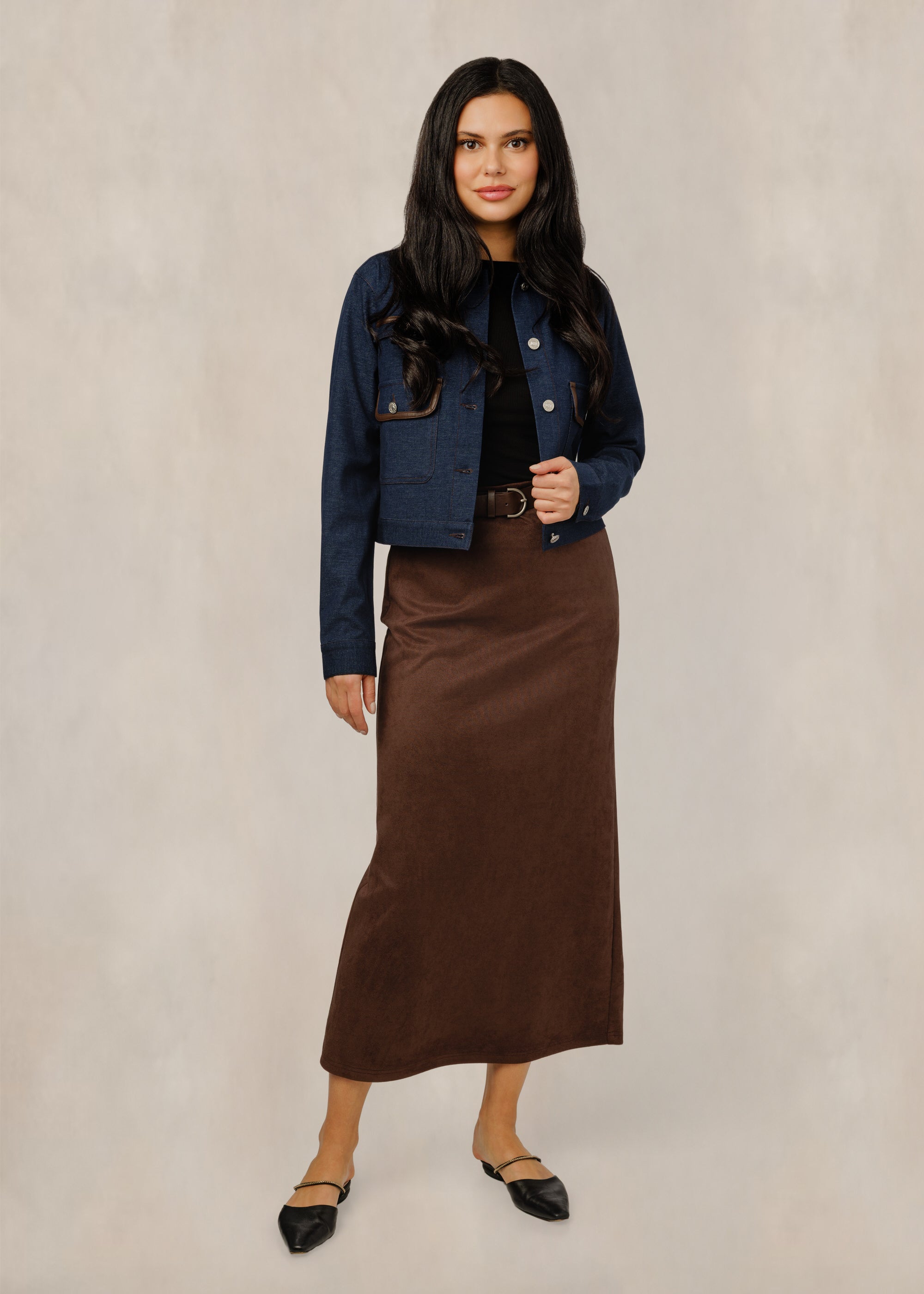 Brown Suede Skirt With Belt