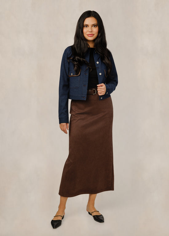 Brown Suede Skirt With Belt