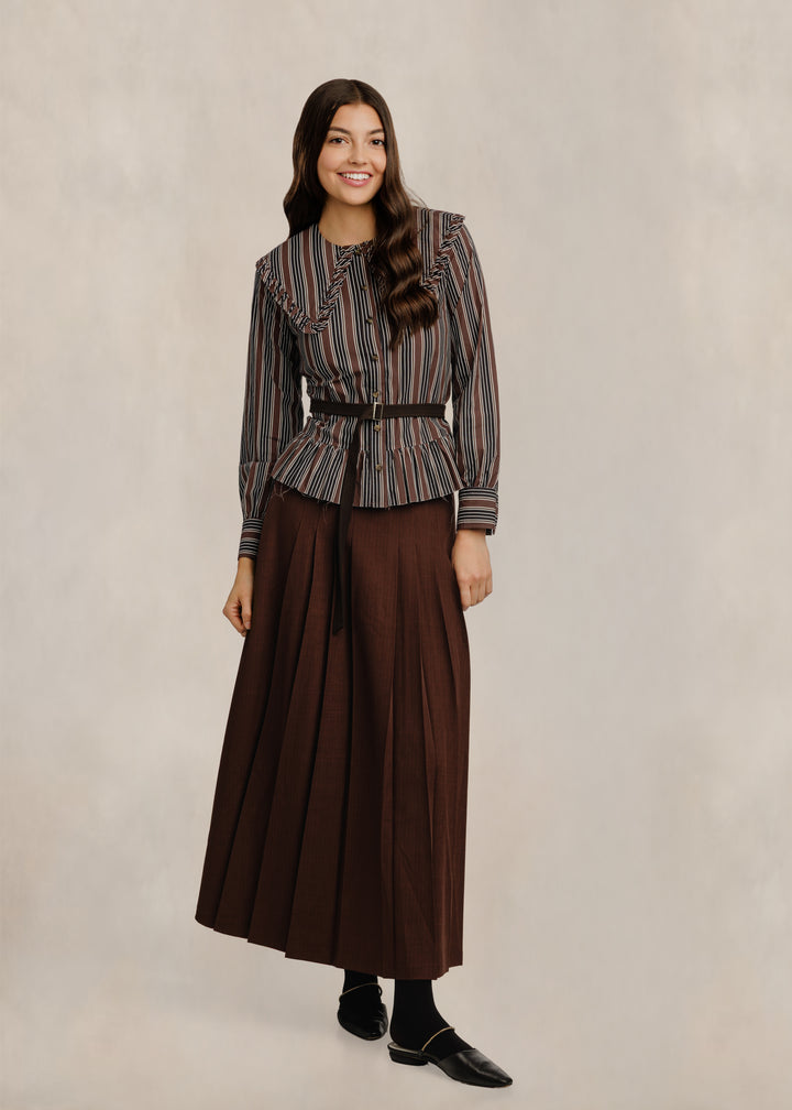 Mulberry Pleated Midi Skirt