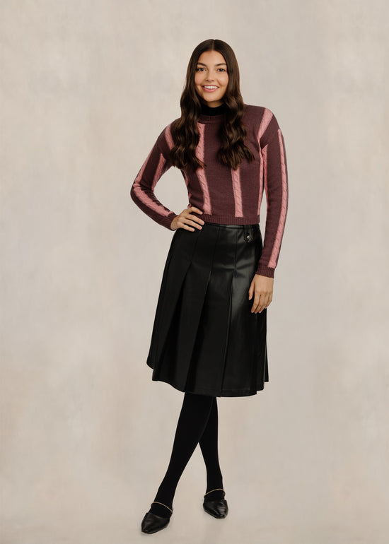 Black Knee-Length Leather Skirt