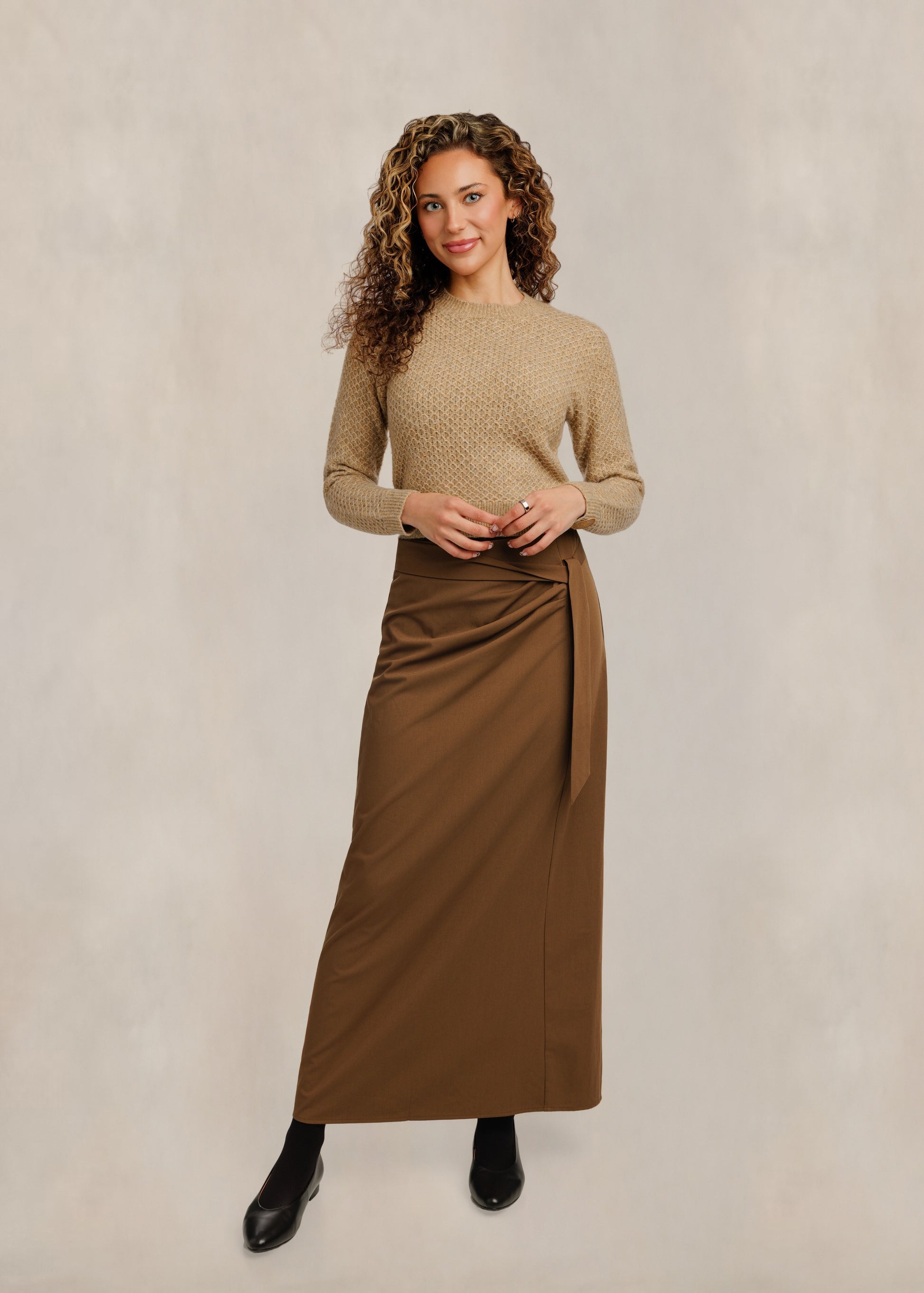 Camel Side Tie Skirt