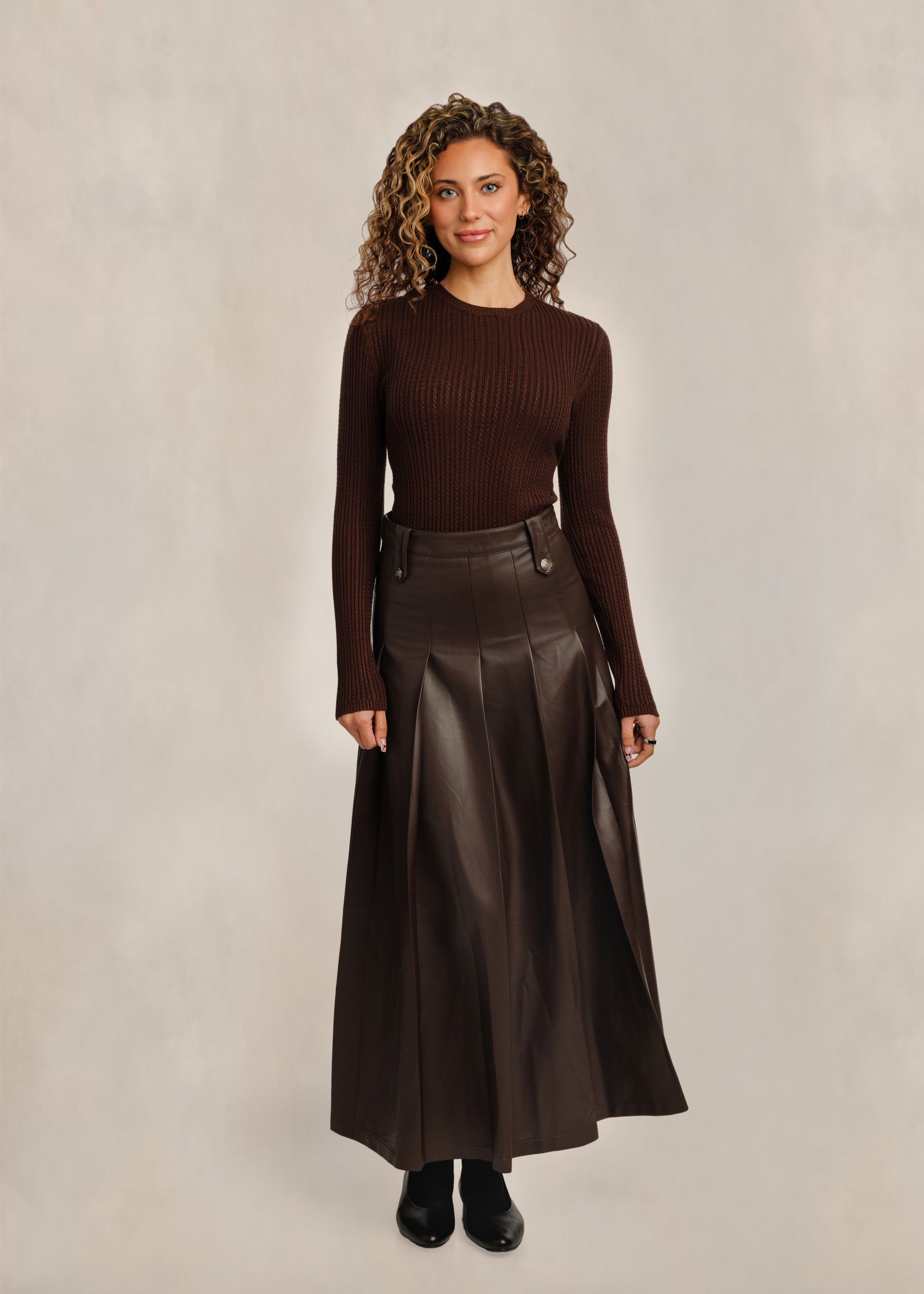 Leather Skirt - Chocolate Brown