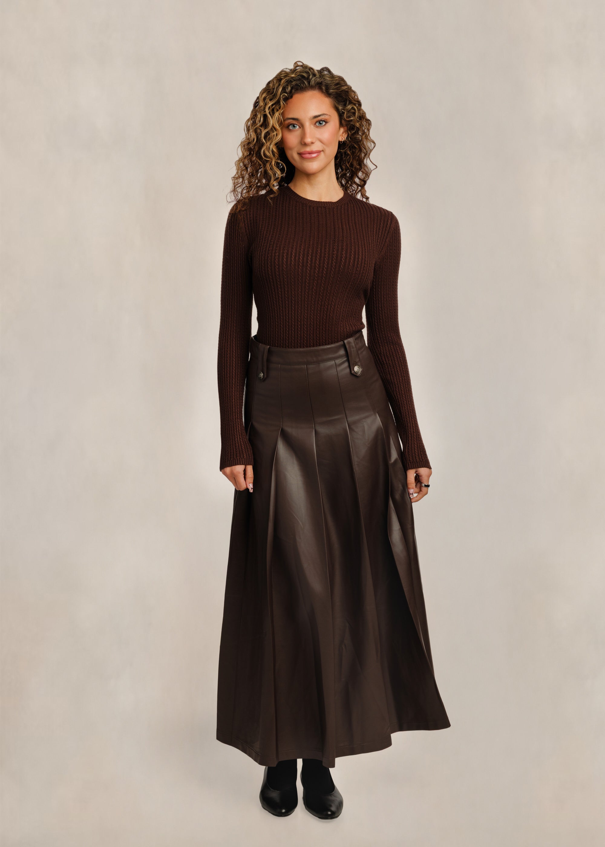 Leather Skirt - Chocolate Brown