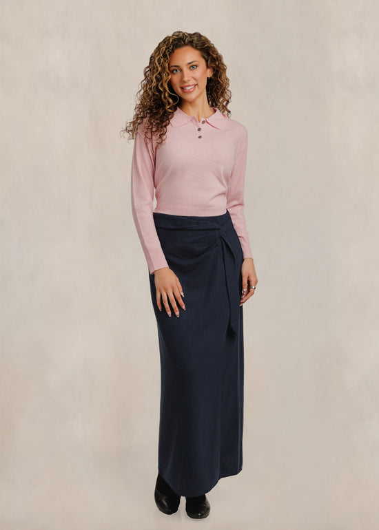 Navy Wrap Skirt