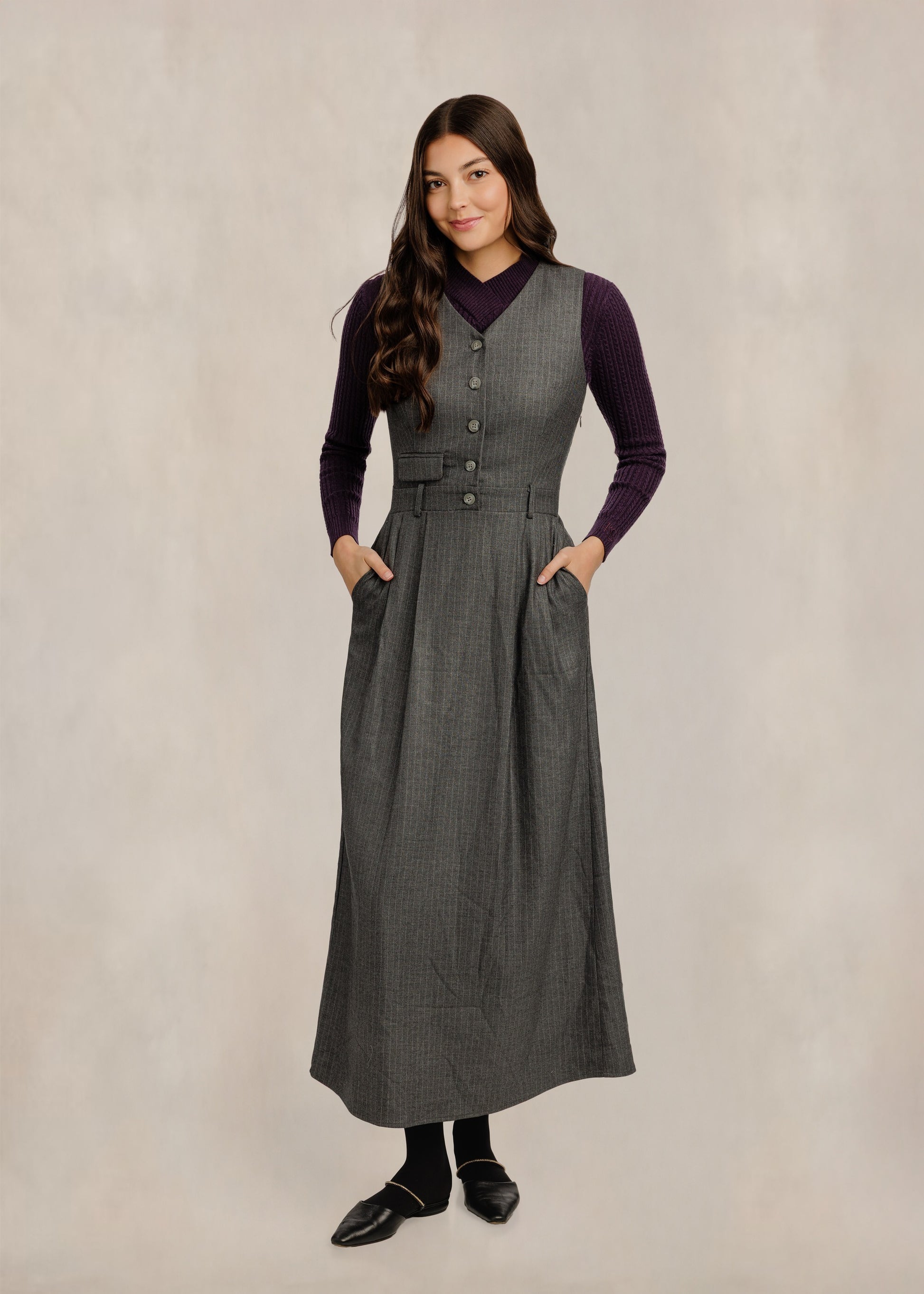 Heather Grey Pinstriped Jumper
