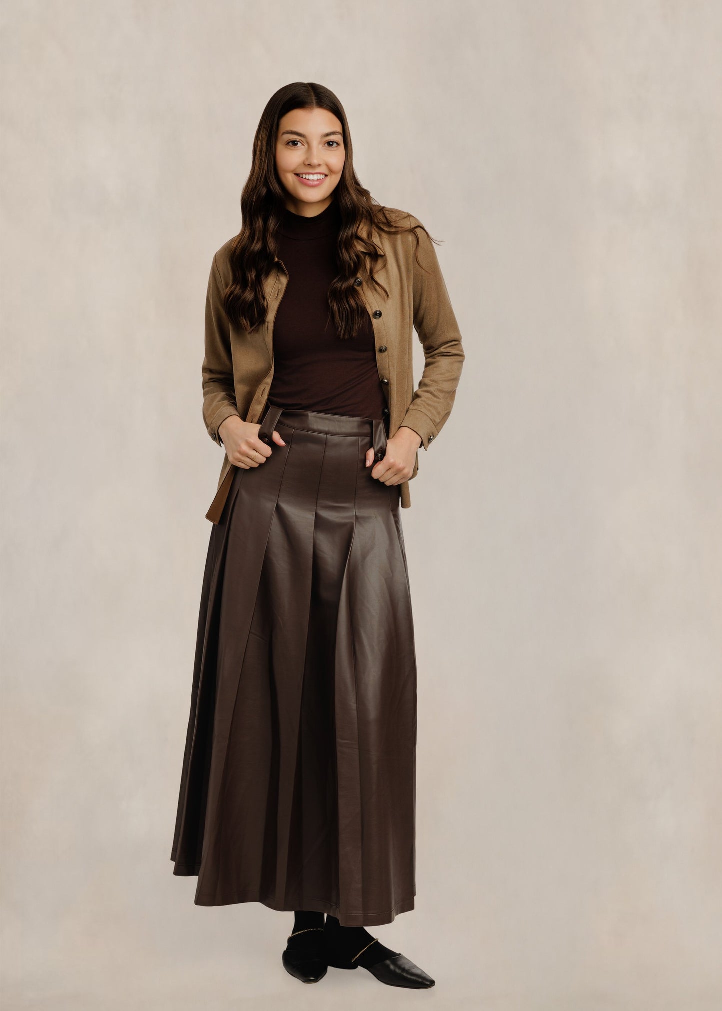 Leather Skirt - Chocolate Brown