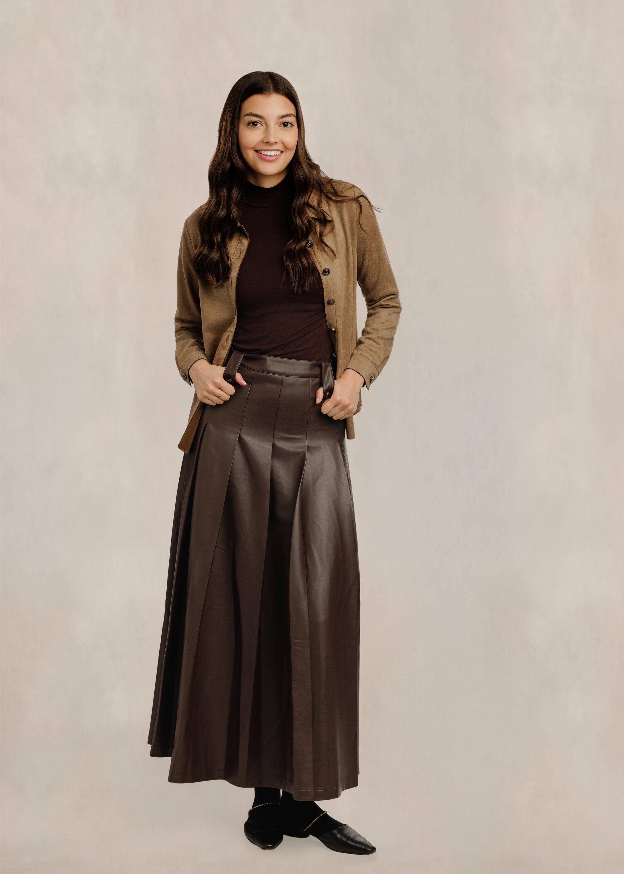 Leather Skirt - Chocolate Brown