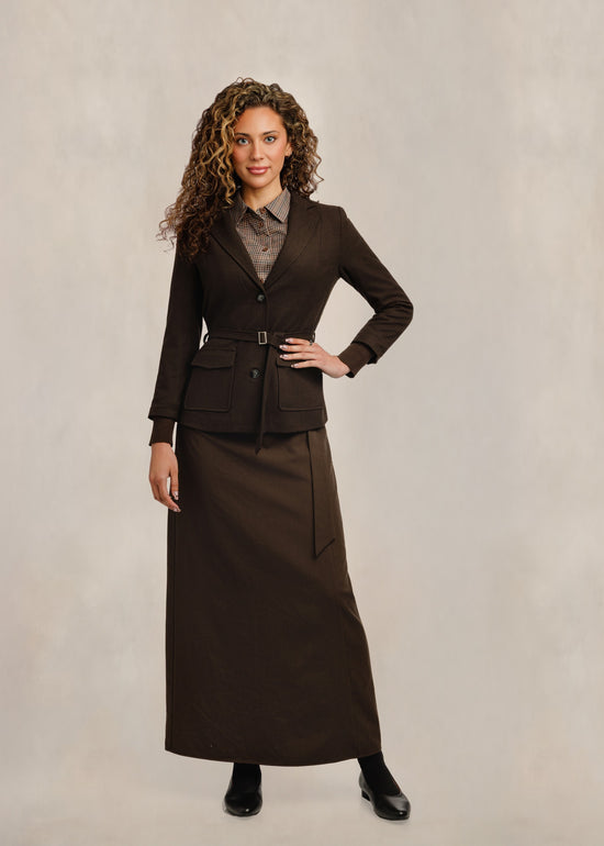 Tailored Belted Blazer - Brown
