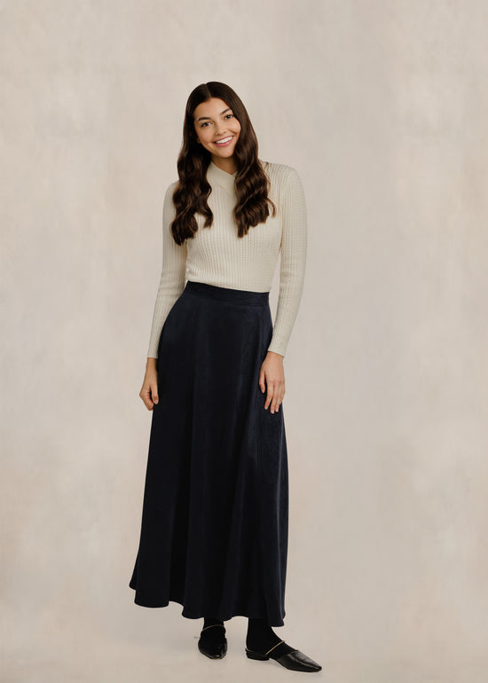 A-Line Midi Skirt - Navy