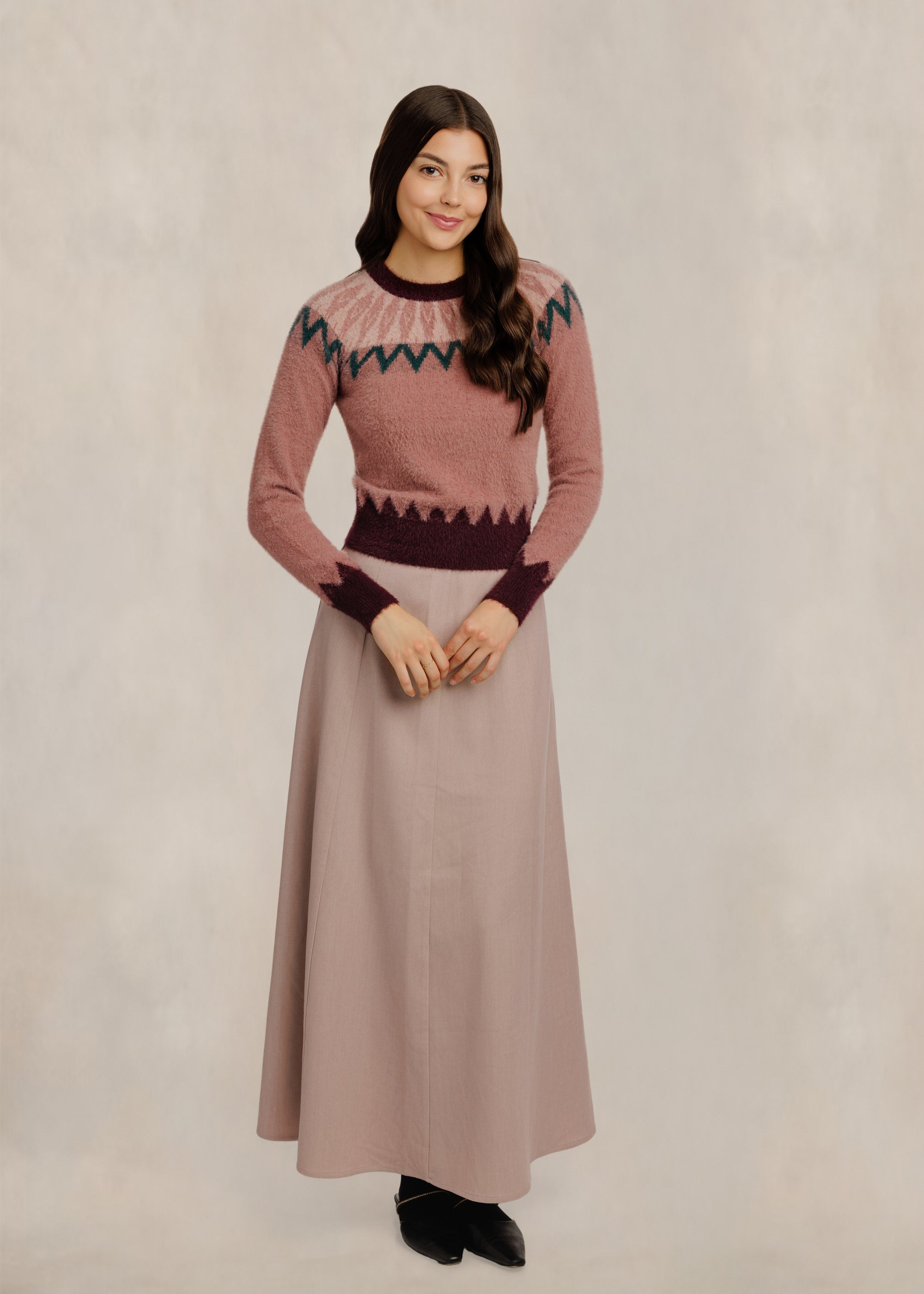Fair Isle Sweater - Mauve