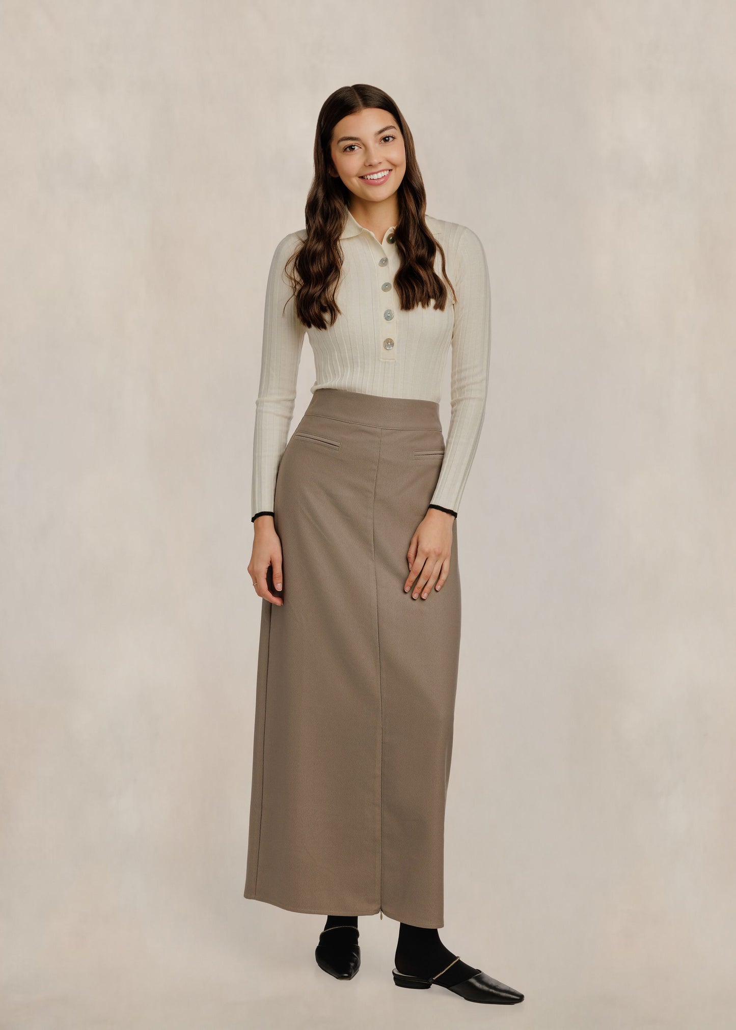 Welt Pocket Skirt - Oatmeal