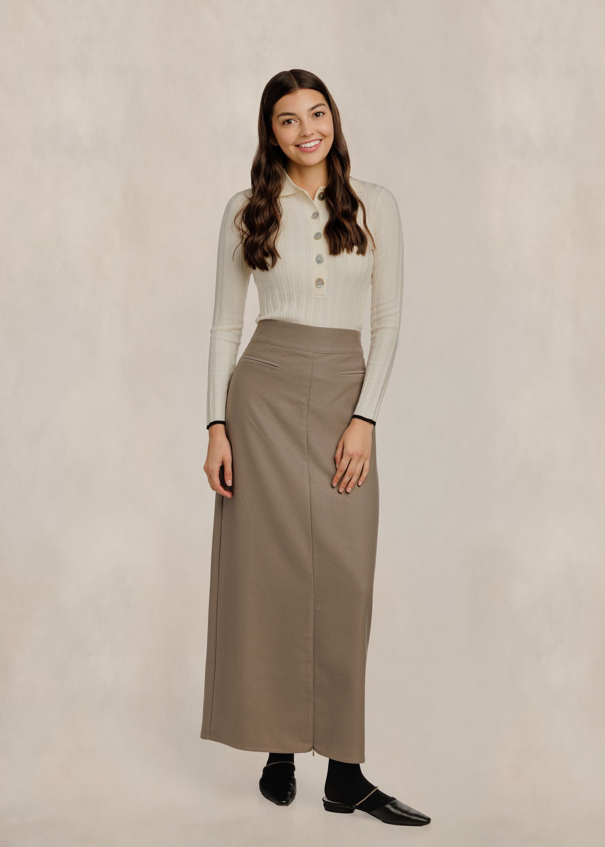 Welt Pocket Skirt - Oatmeal