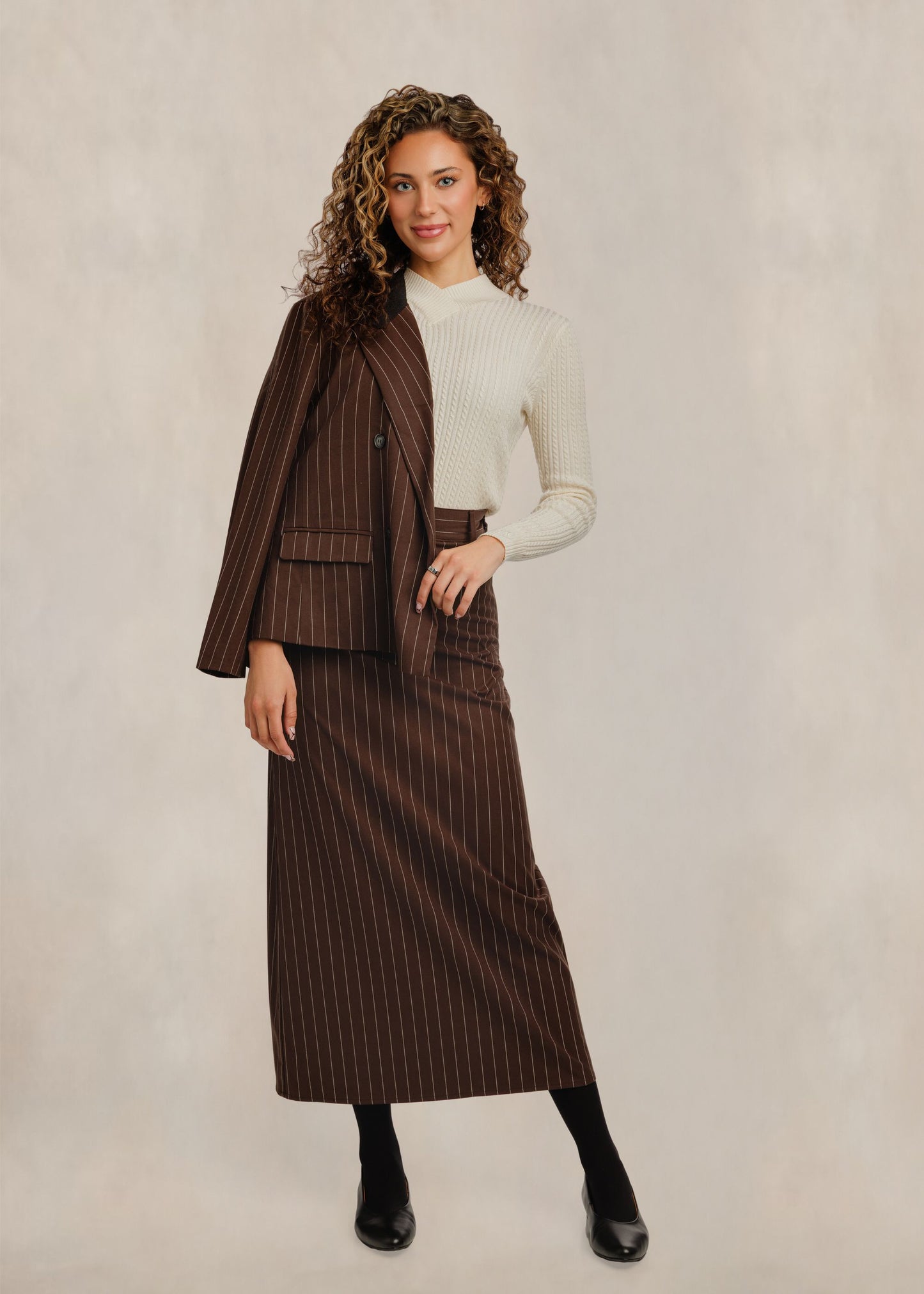 Brown Pinstriped Blazer