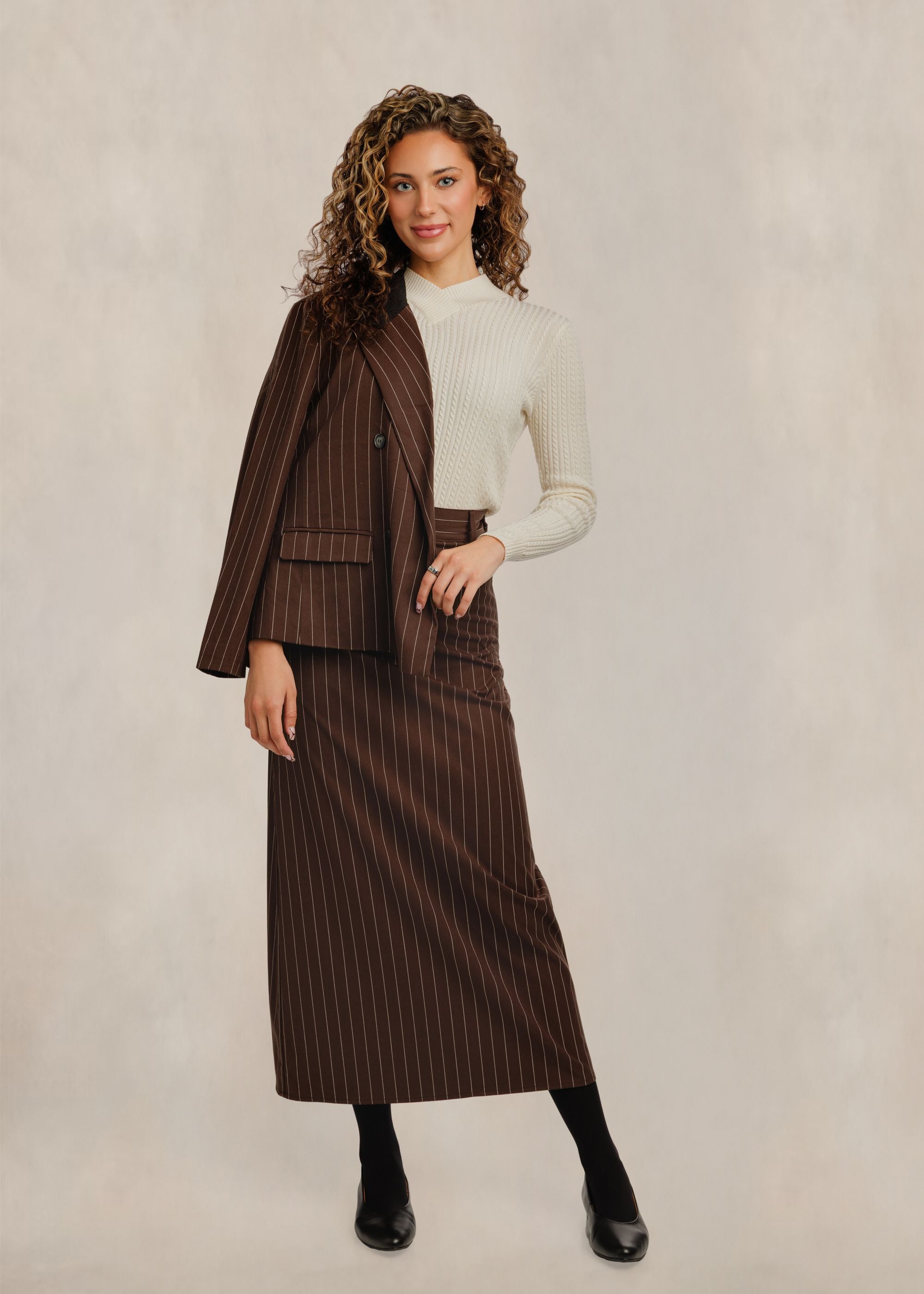 Brown Pinstriped Blazer