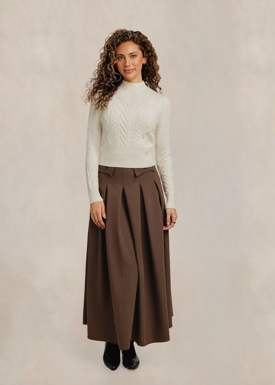 Cable Knit Mock Neck - Cream