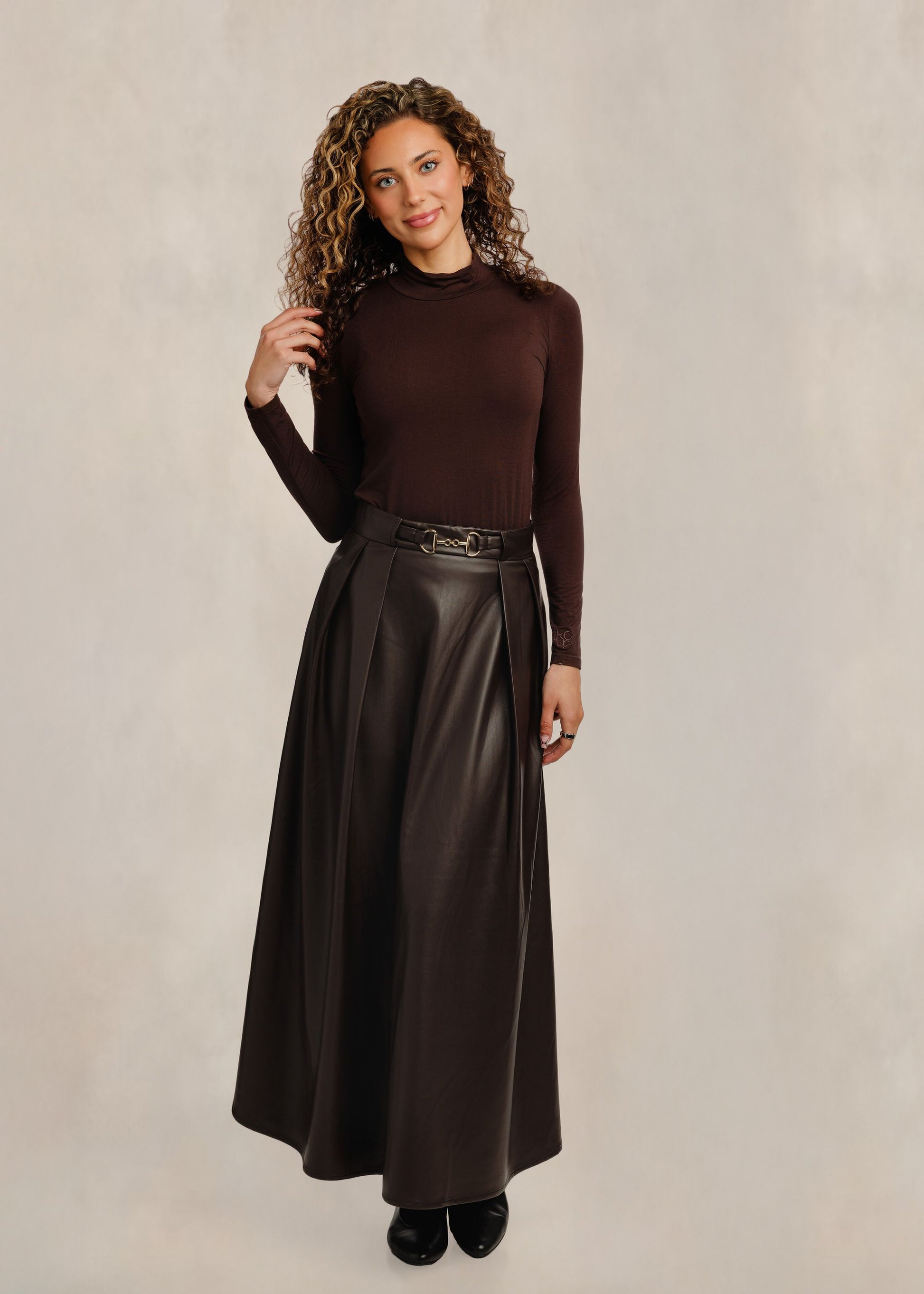 Solid Mock Neck - Brown