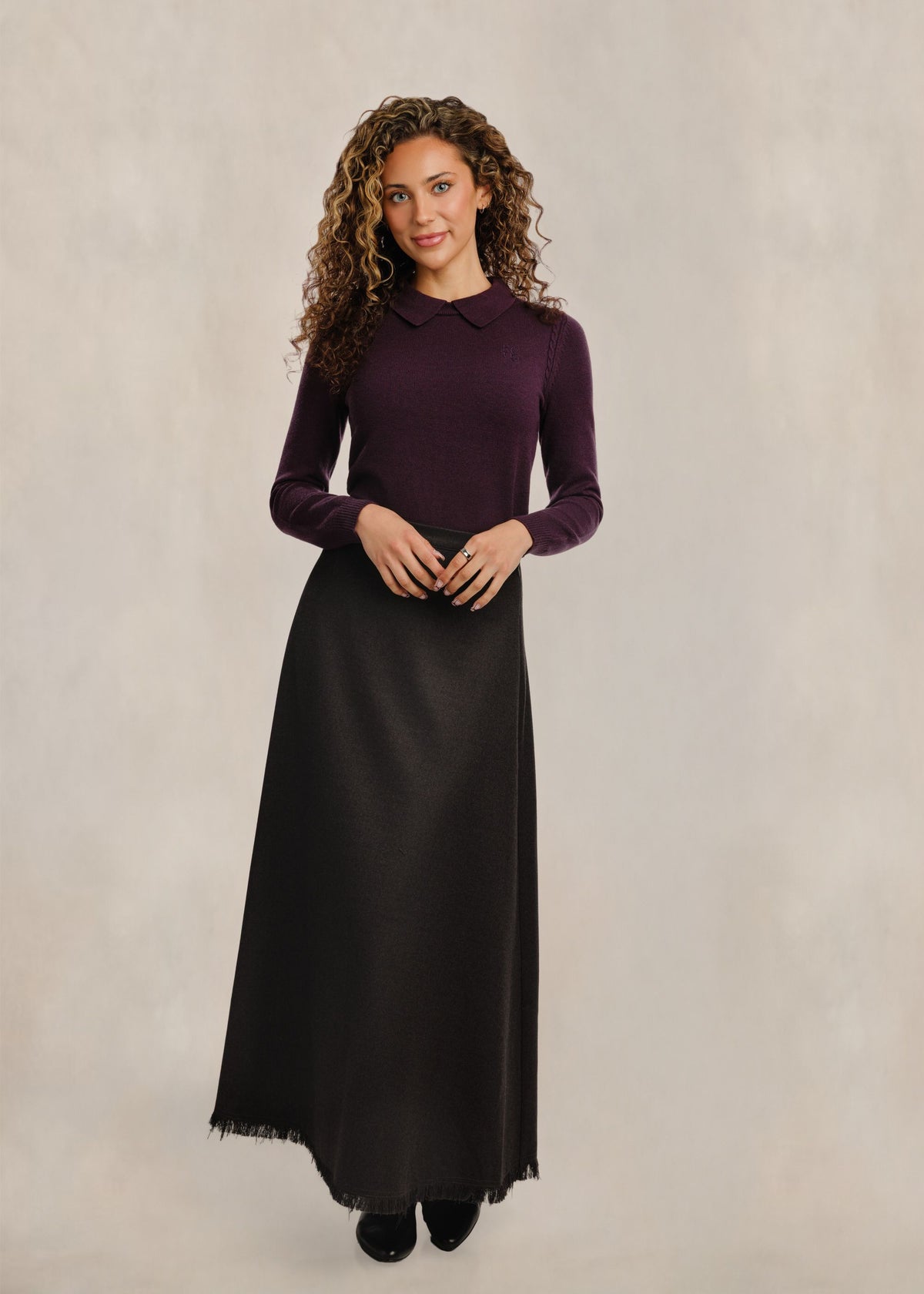 Peter Pan Collar Sweater - Plum