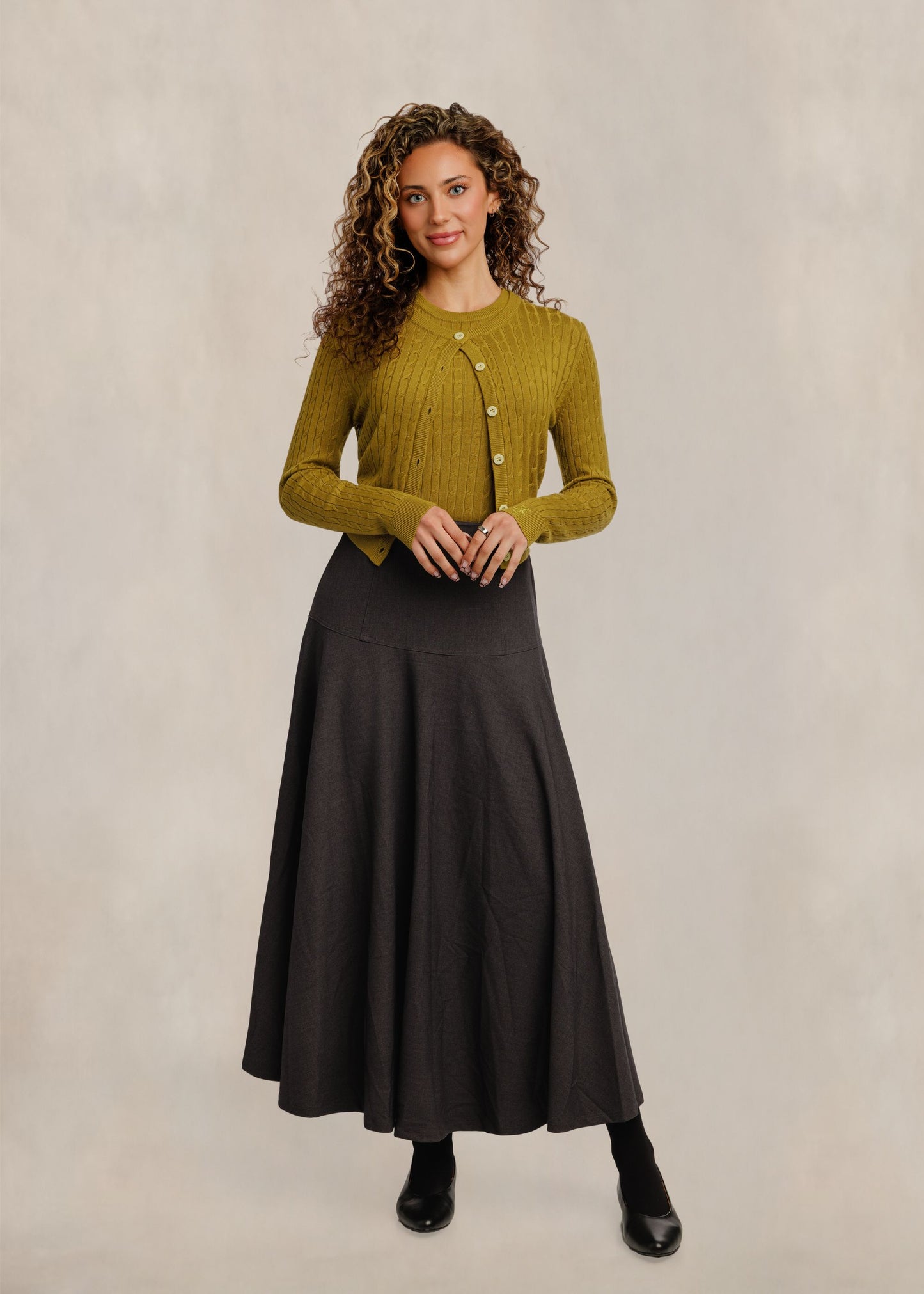 Solid Midi Skirt - Heather Grey