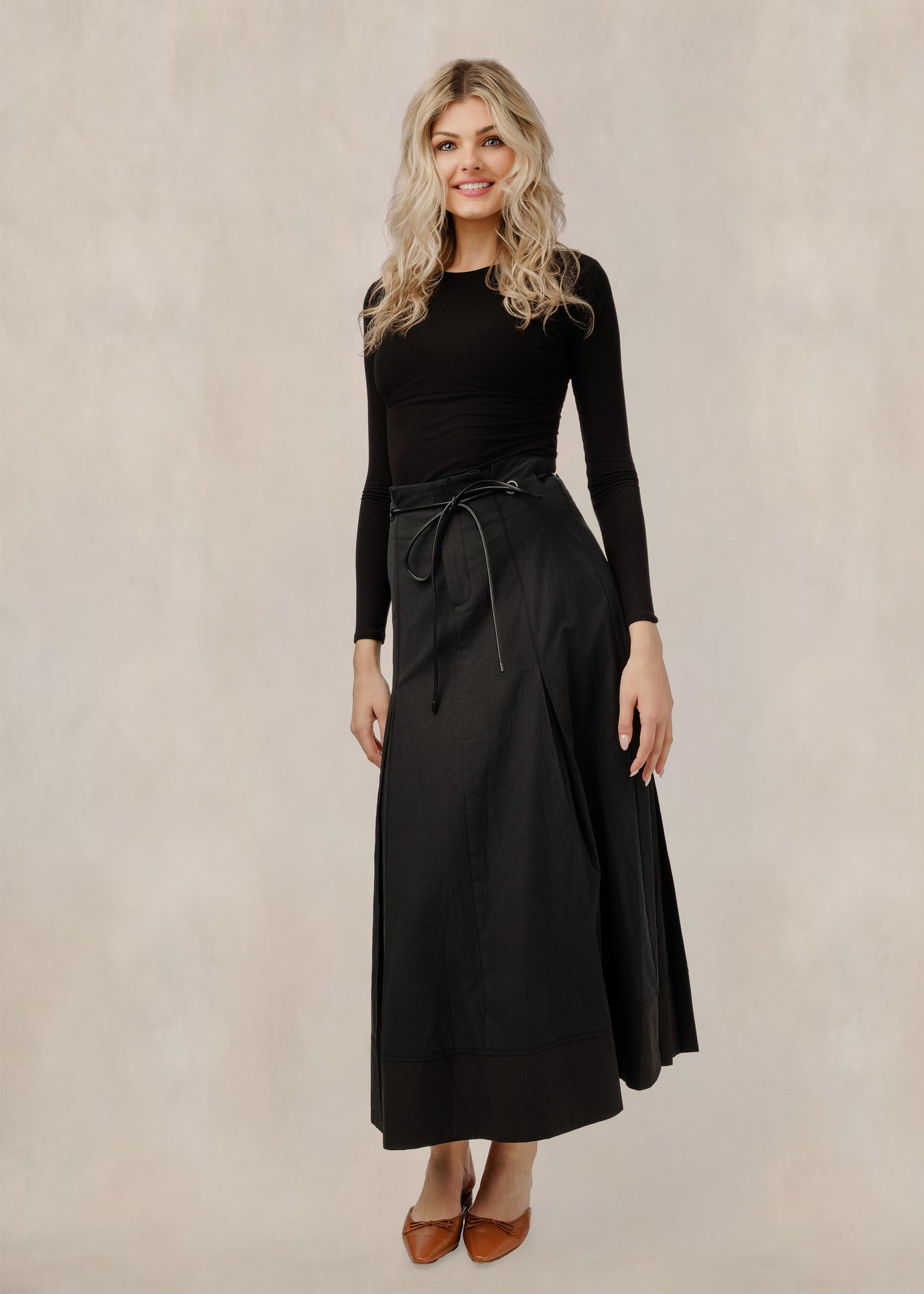 Black Front Tie Skirt