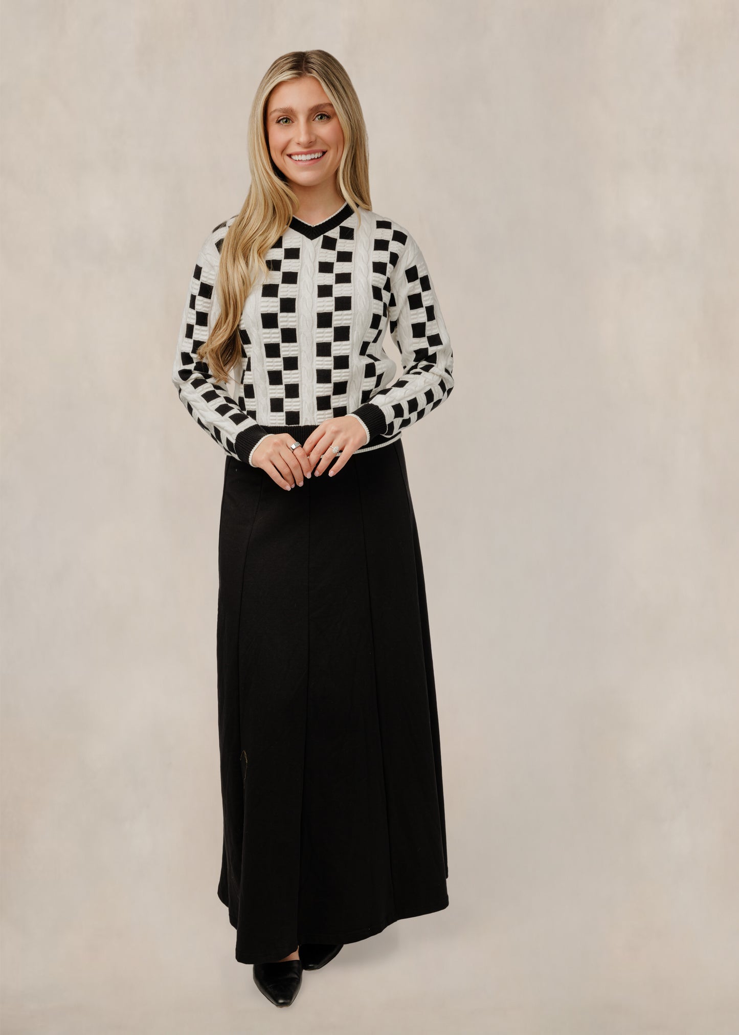 Black & White Textured Geometric Sweater