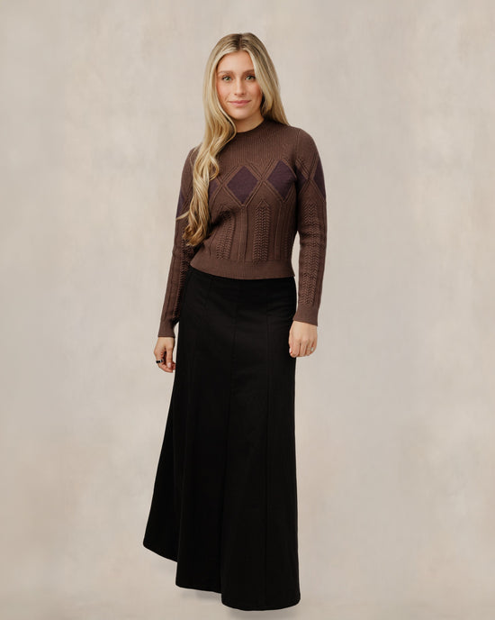 Brown Argyle Knit Sweater