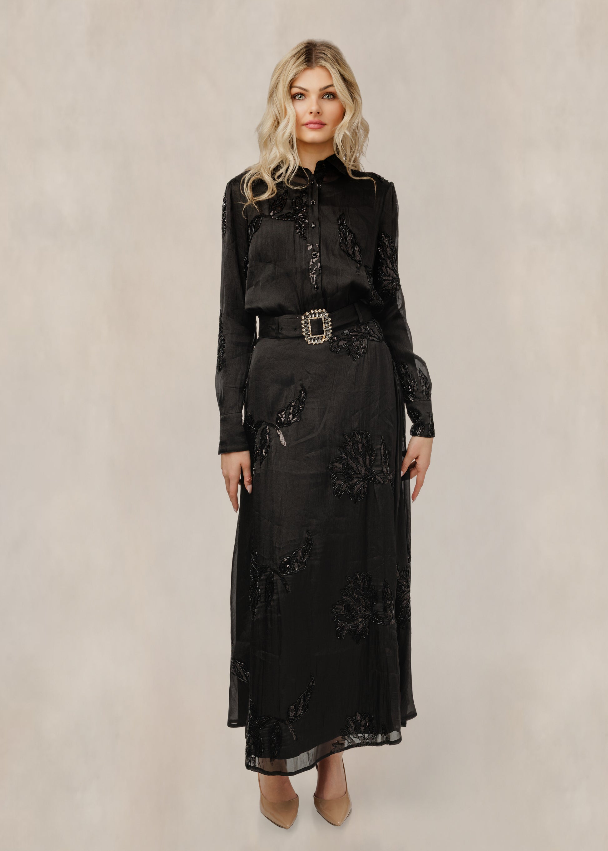 Sequinned Mesh Overlay Skirt
