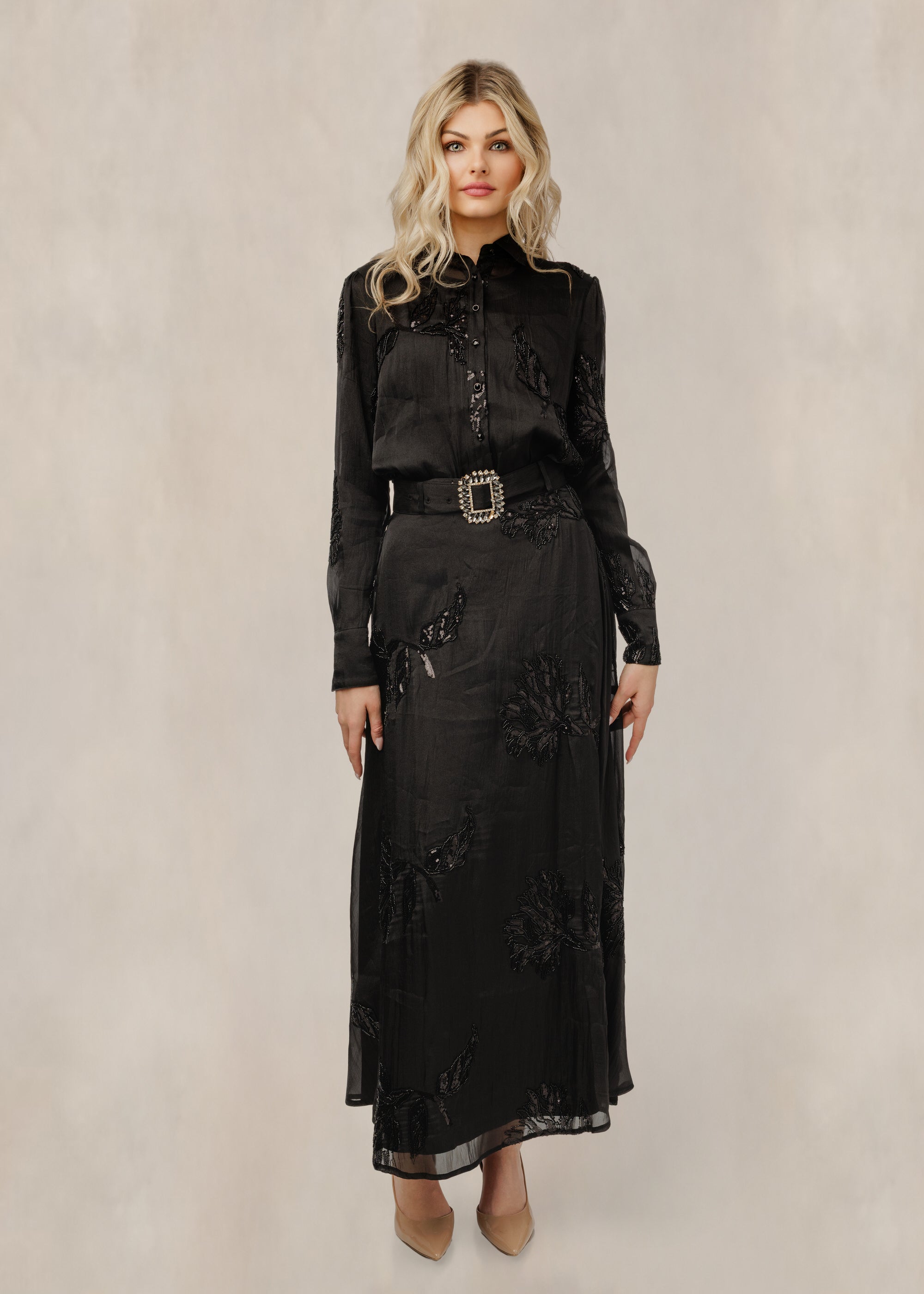 Sequinned Mesh Overlay Skirt