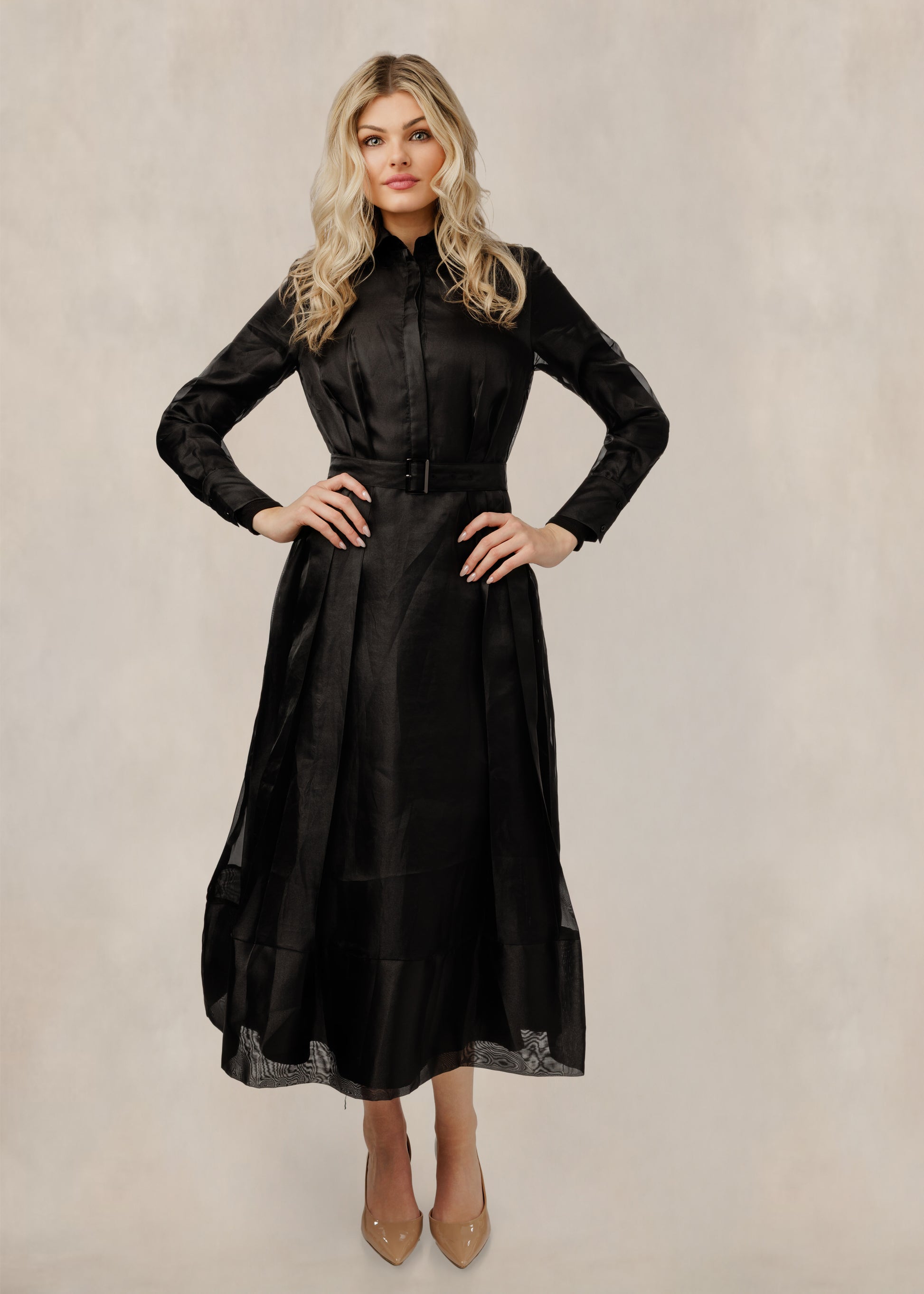 Black Mesh Overlay Dress