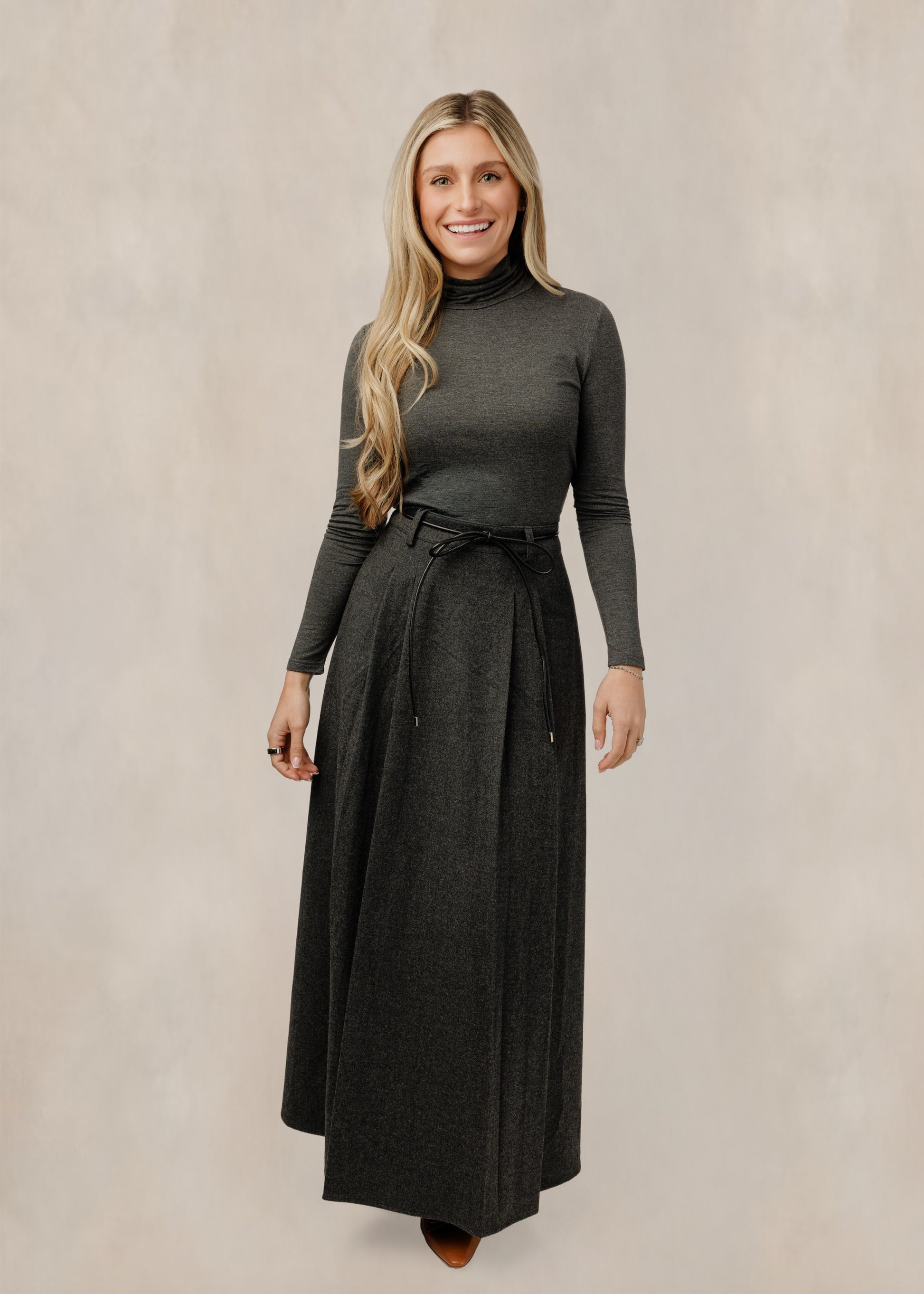 Grey Tie Front Skirt