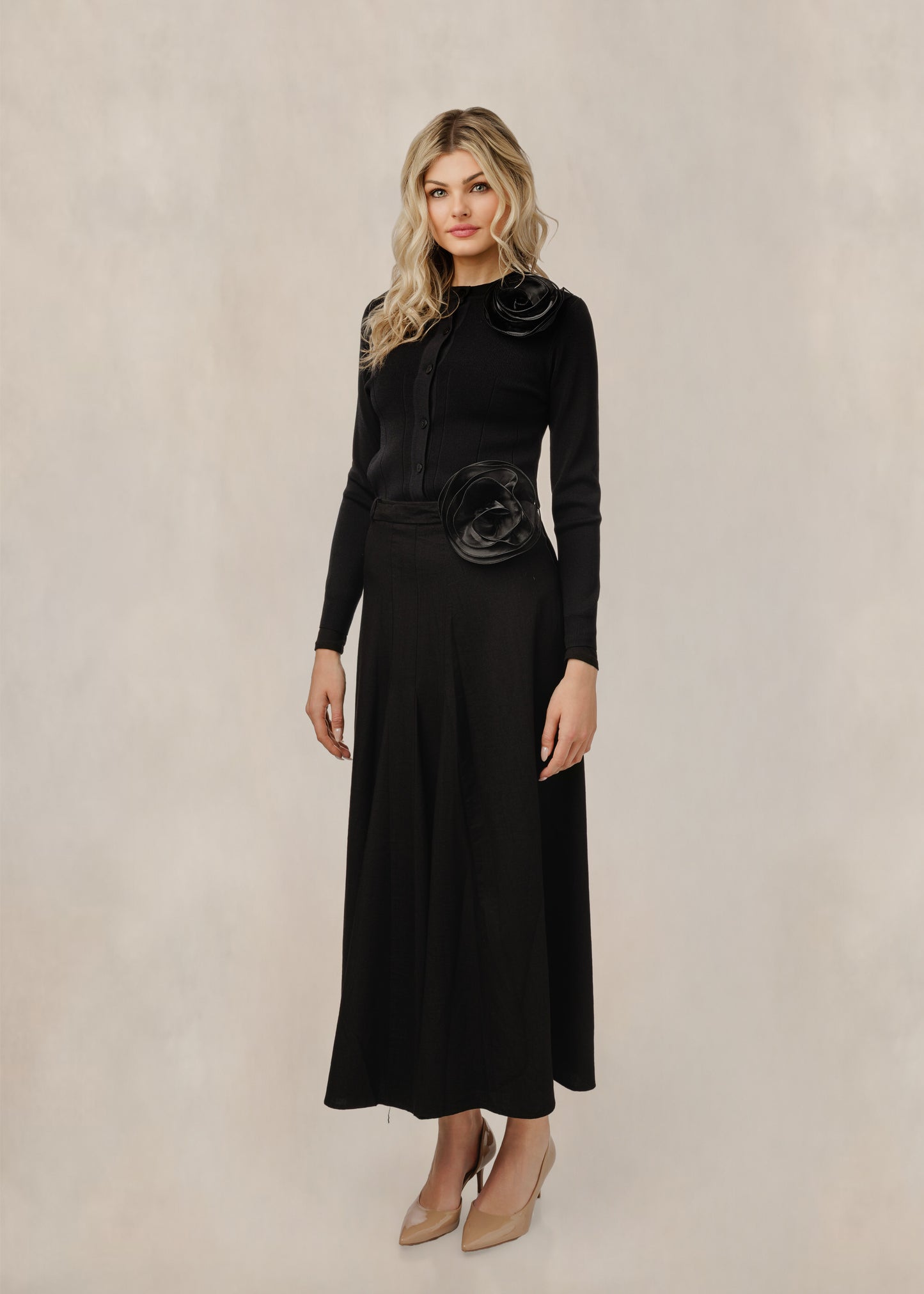 Chiffon Flower Appliqu?? Skirt